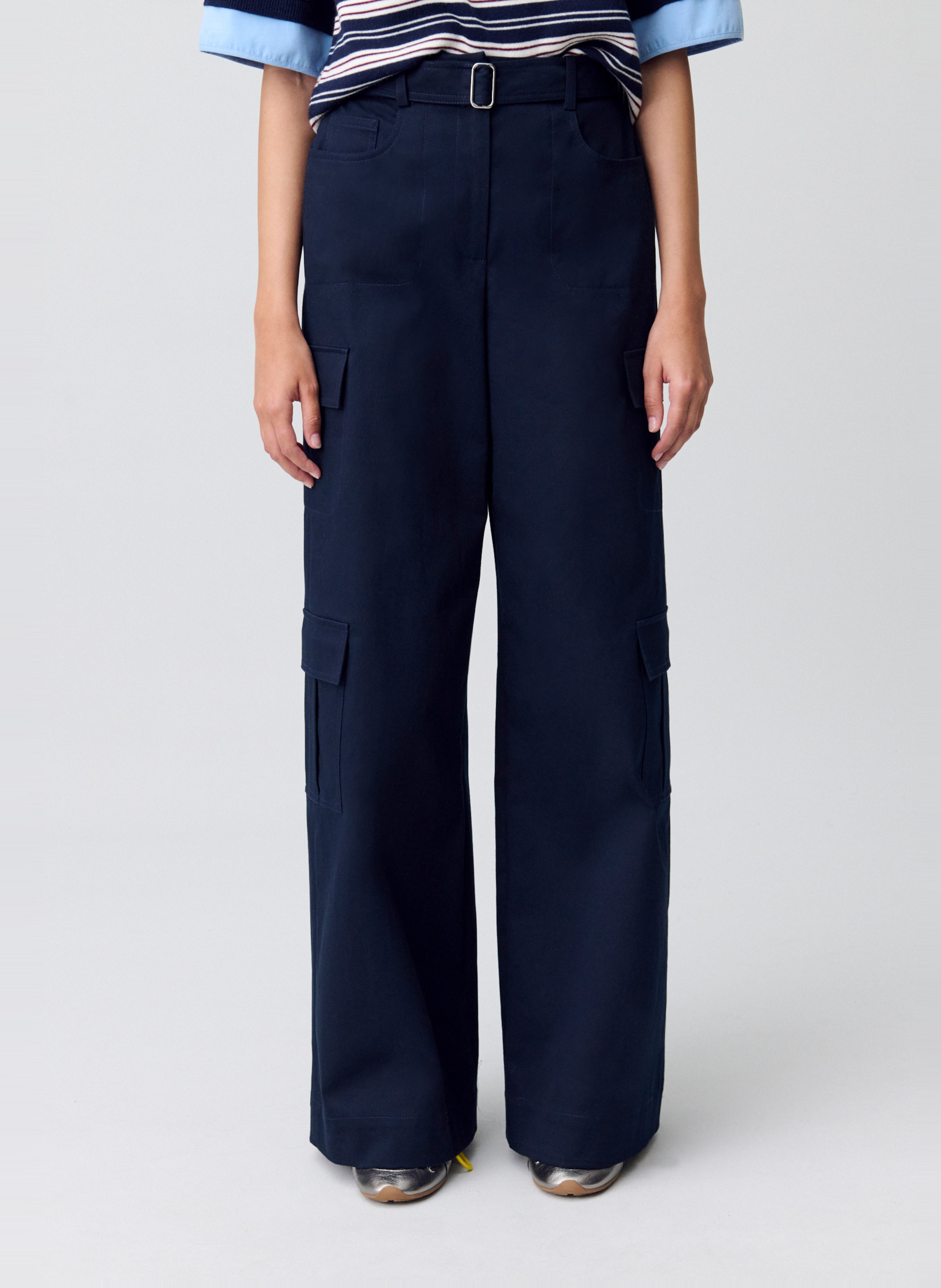 Pantalon large type cargo uni CLAUDIE PIERLOT Bleu