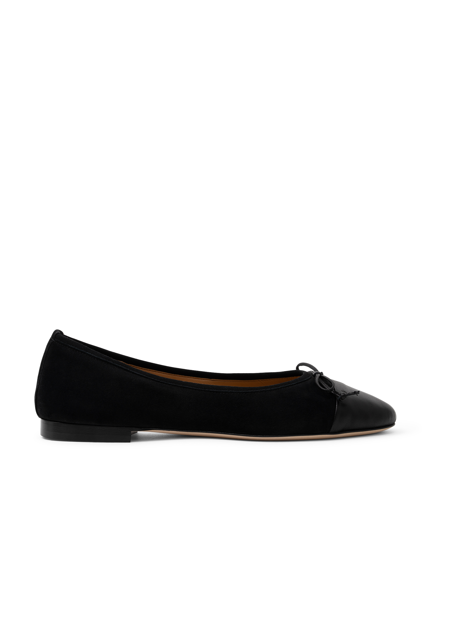 Black suede leather ballet flats PARALLELE PARIS Black