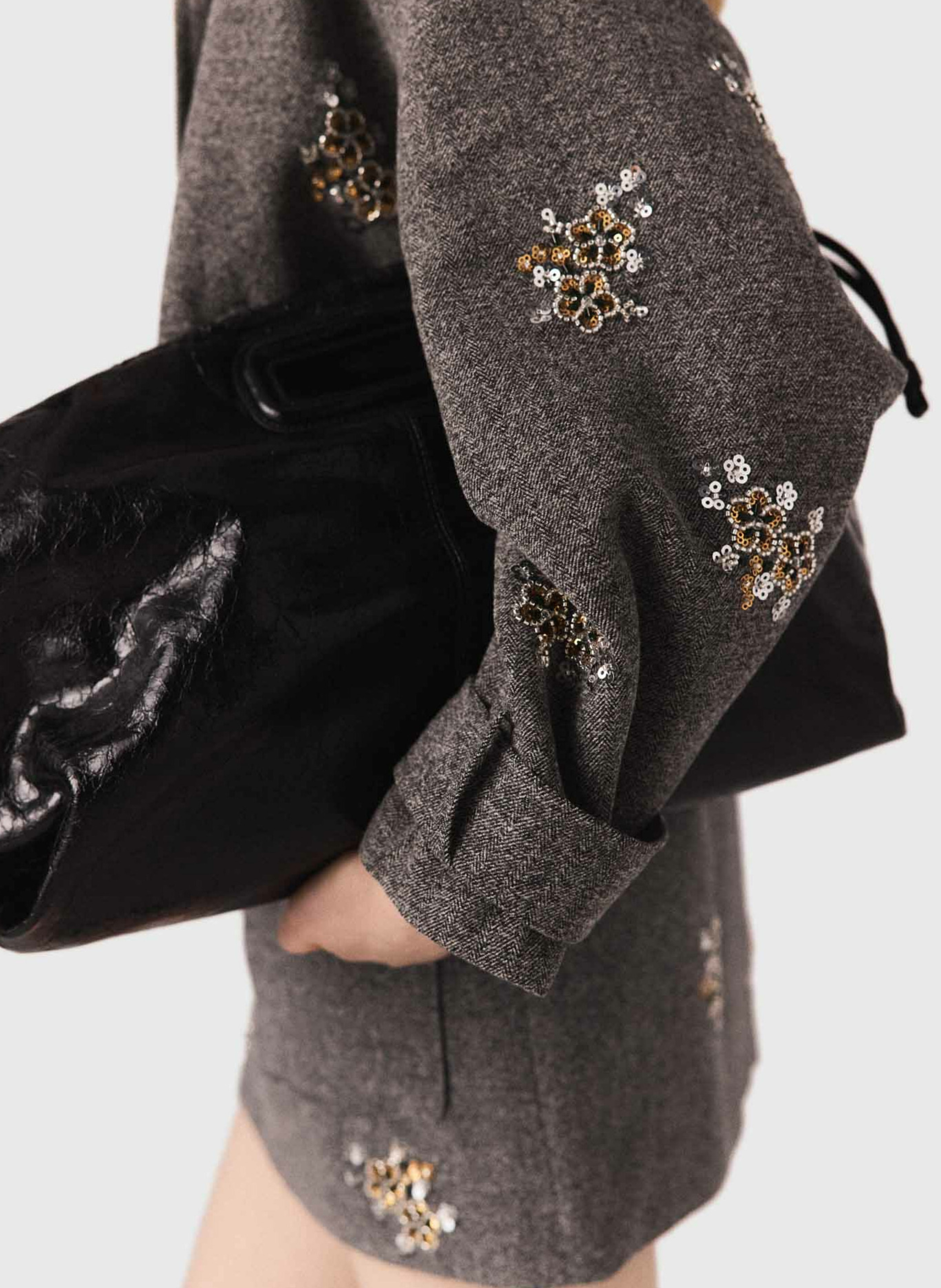 Veste oversize col montant en lainage MAJE Gris