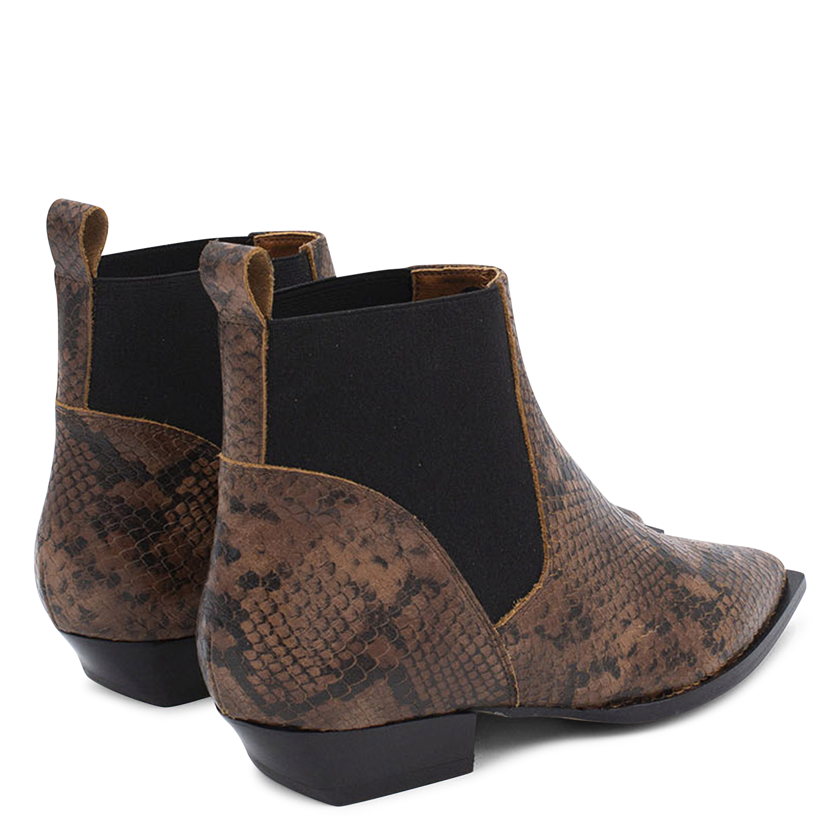 Bottines en cuir imprimé ANGEL ALARCON Marron