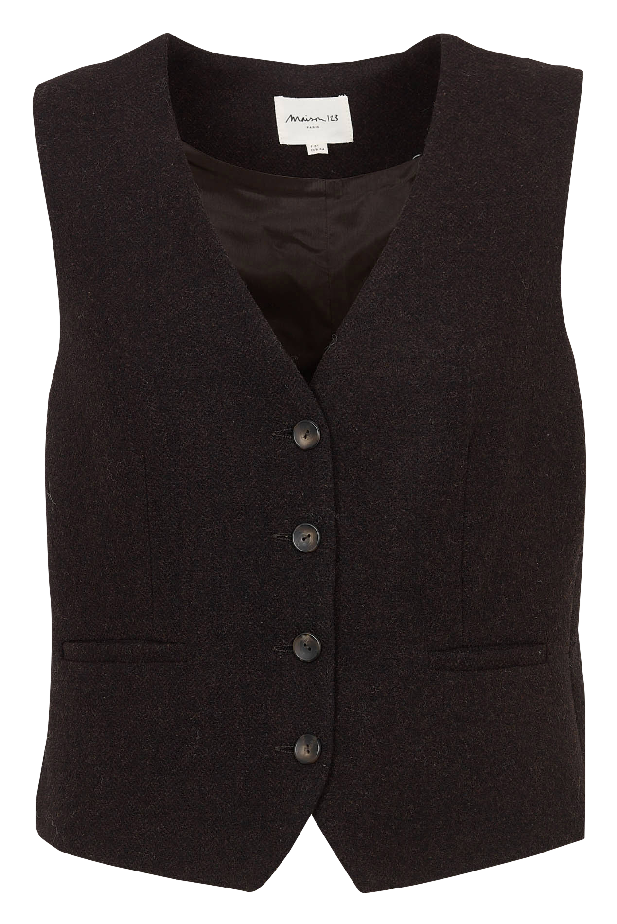 Veste col V en laine mélangée MAISON 123 Marron