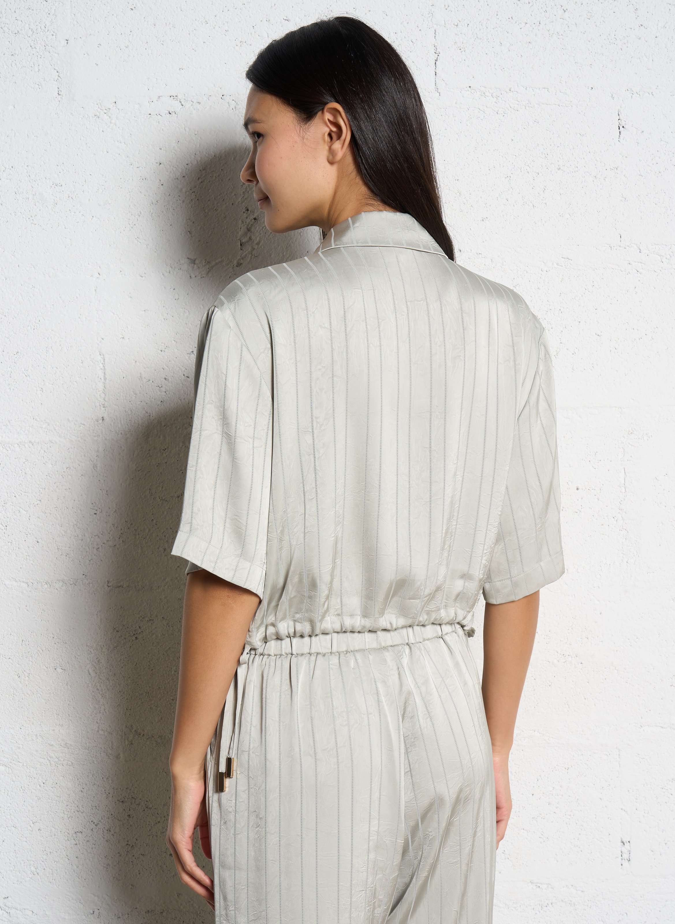 Blouse droite en fibres recyclées rayées SUNCOO Vert