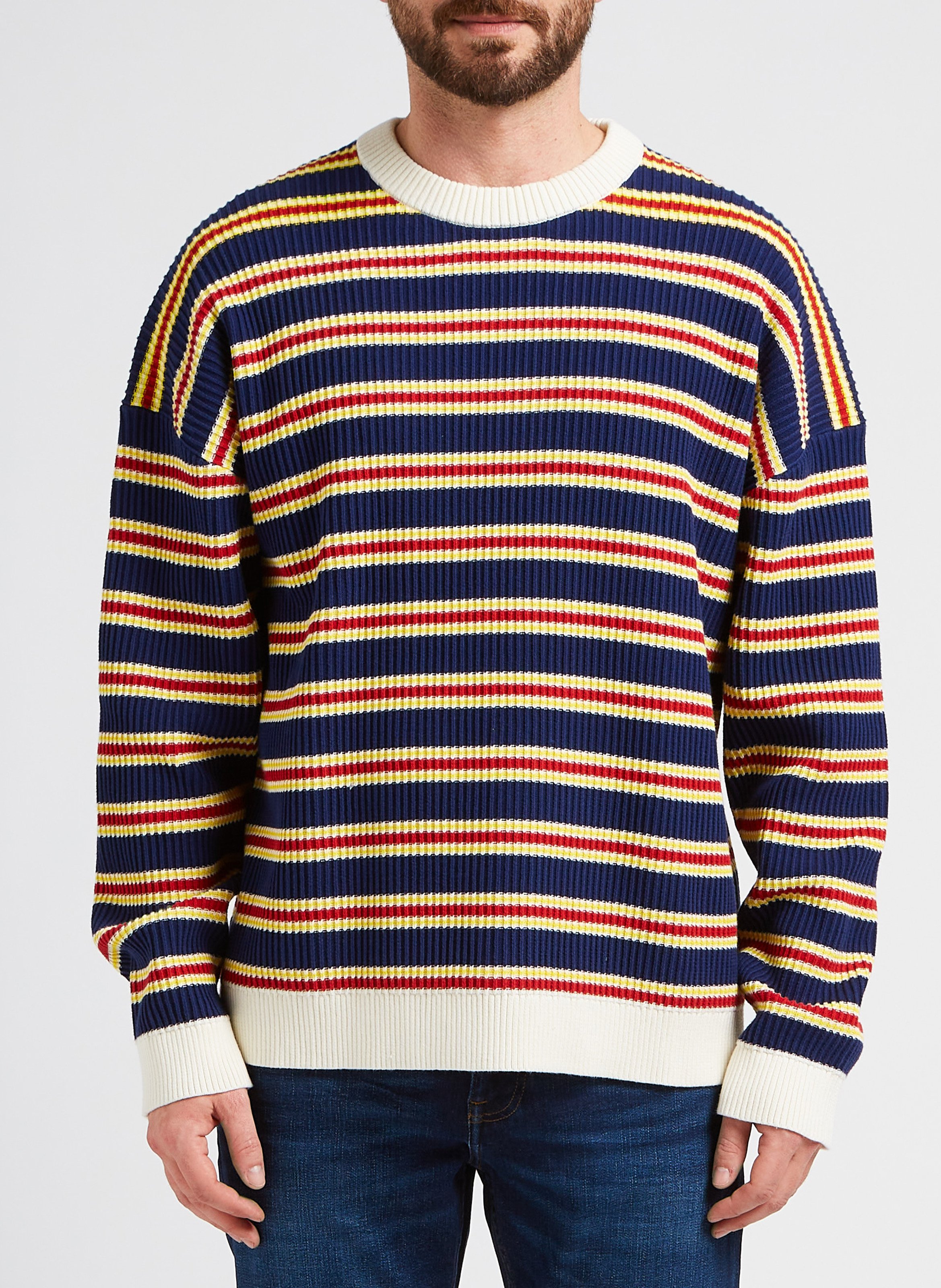 Regular-fit striped cotton sweater with round neck GANT Multicolored