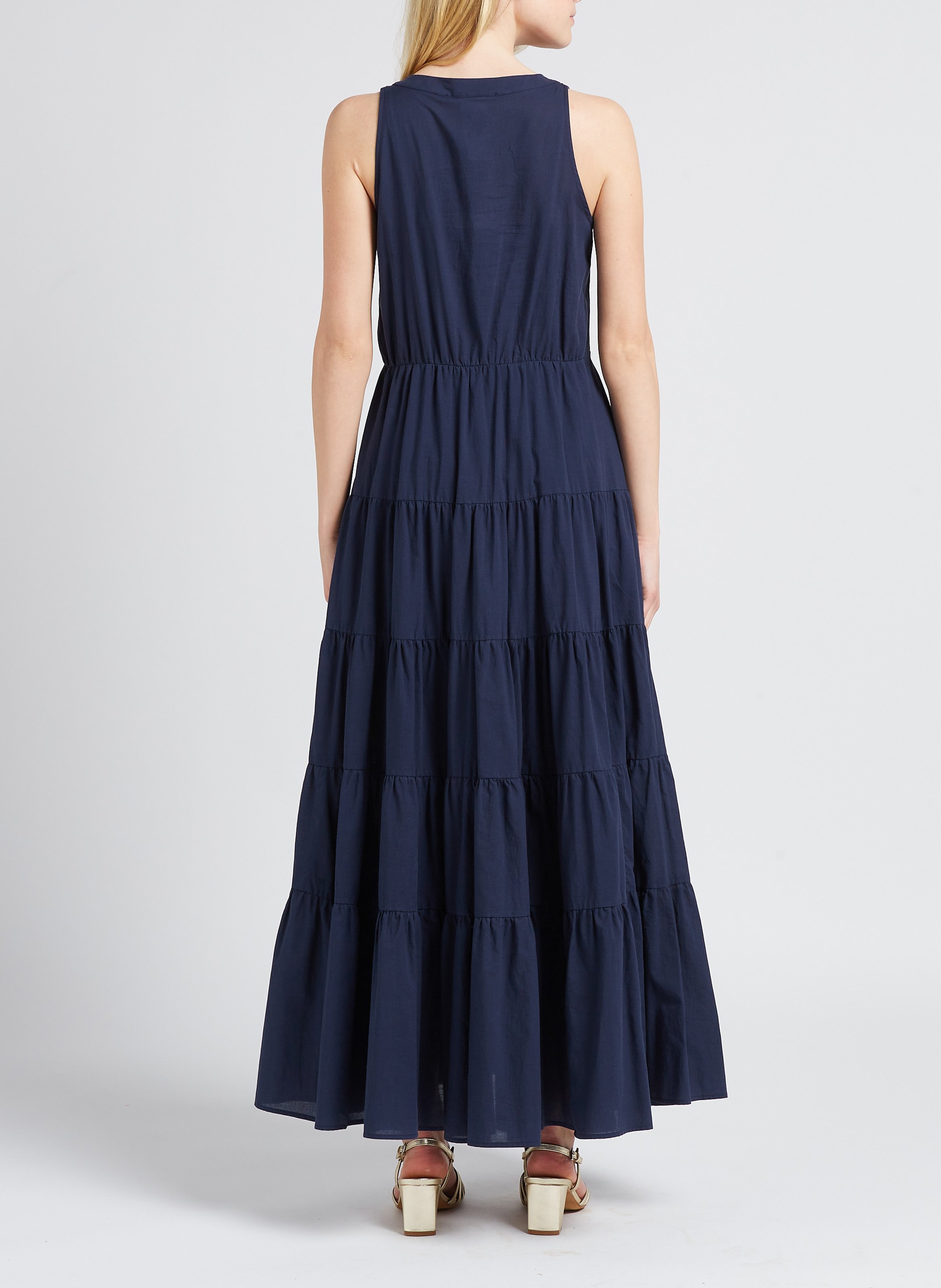 Long cotton henley dress PENNYBLACK Blue