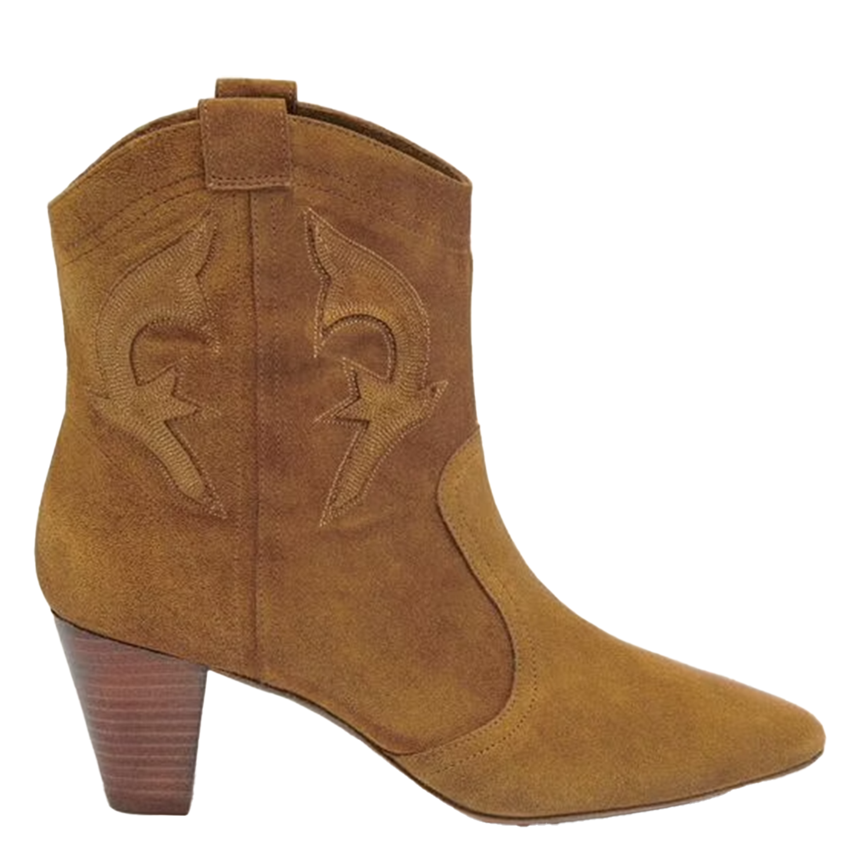 Effen leren enkellaarzen met textuur BA&SH Bruin