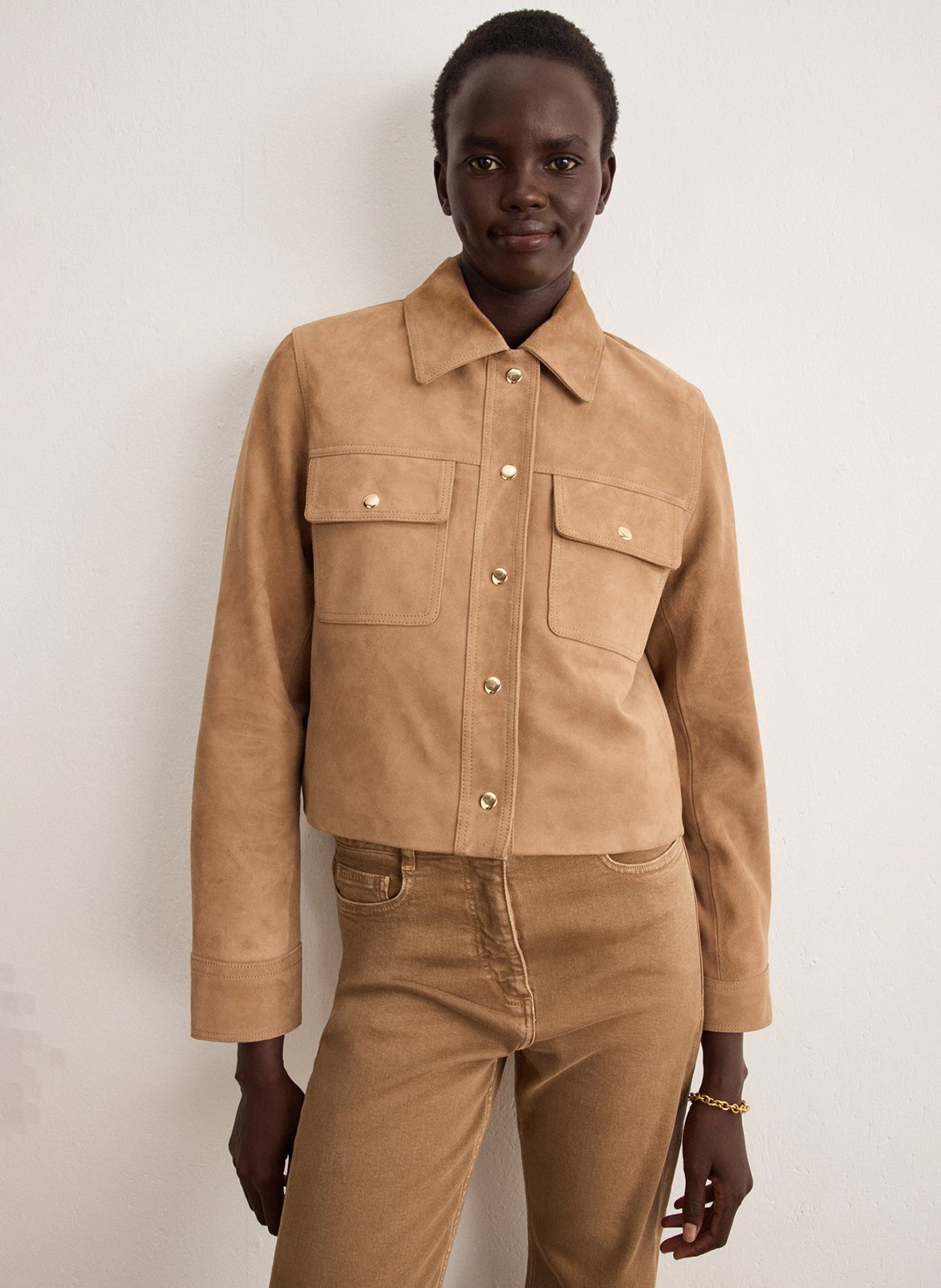 Lammlederblouson mit klassischem Kragen PABLO Beige