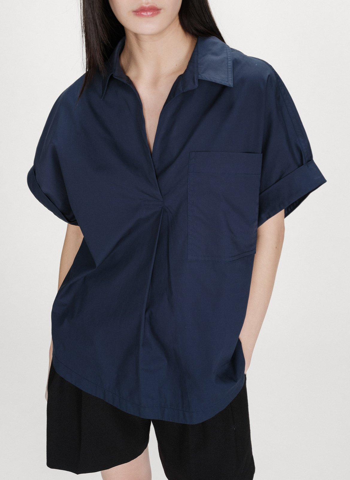 Chemise oversize col classique en coton GRACE ET MILA Bleu