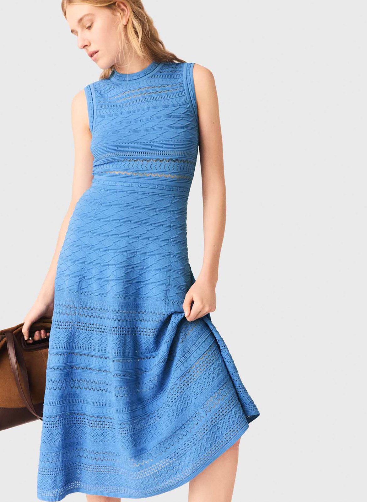 Flared knitted dress MAJE Blue
