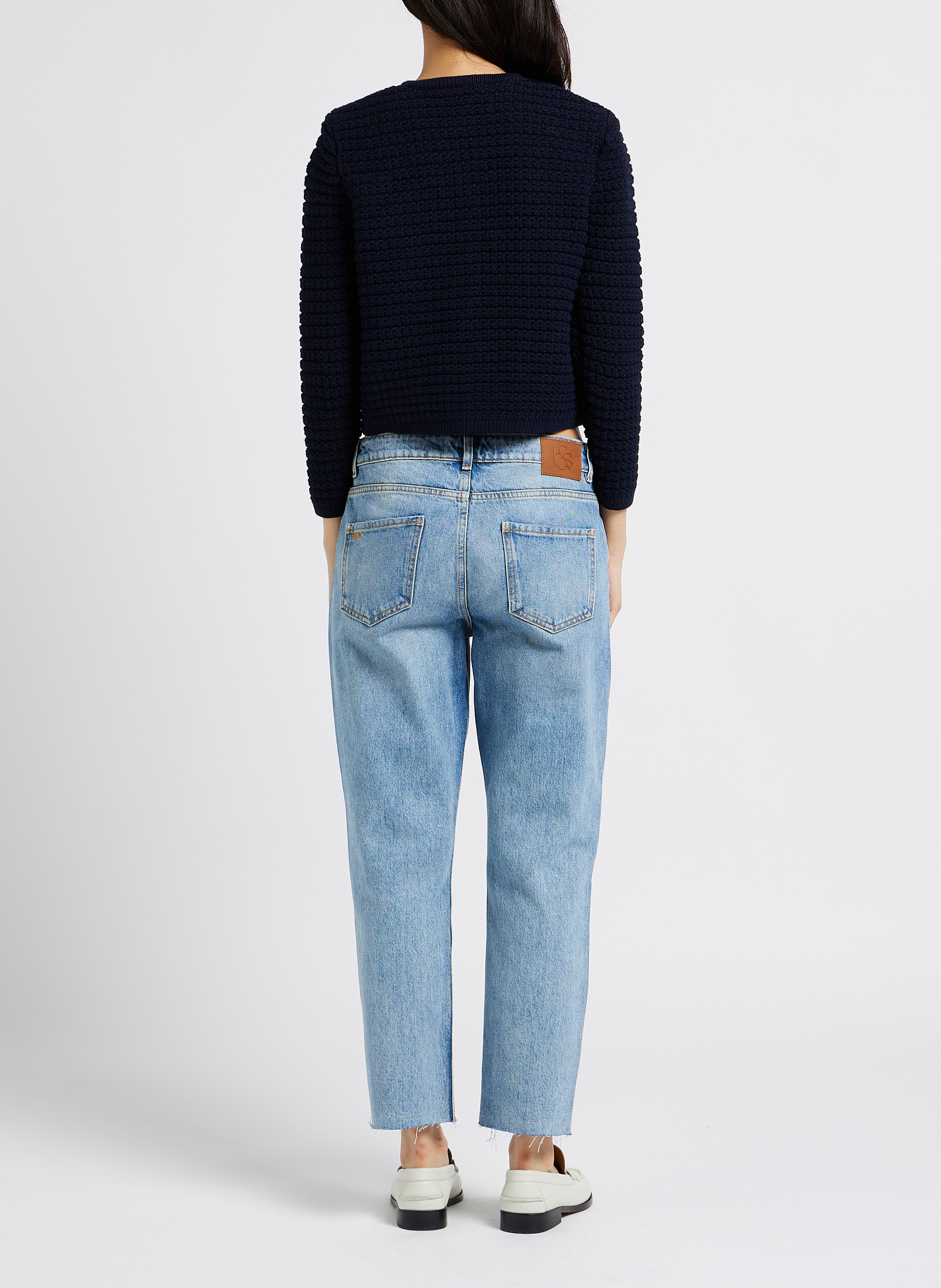 Gilet col rond en maille de coton mélangé  BA&SH Bleu