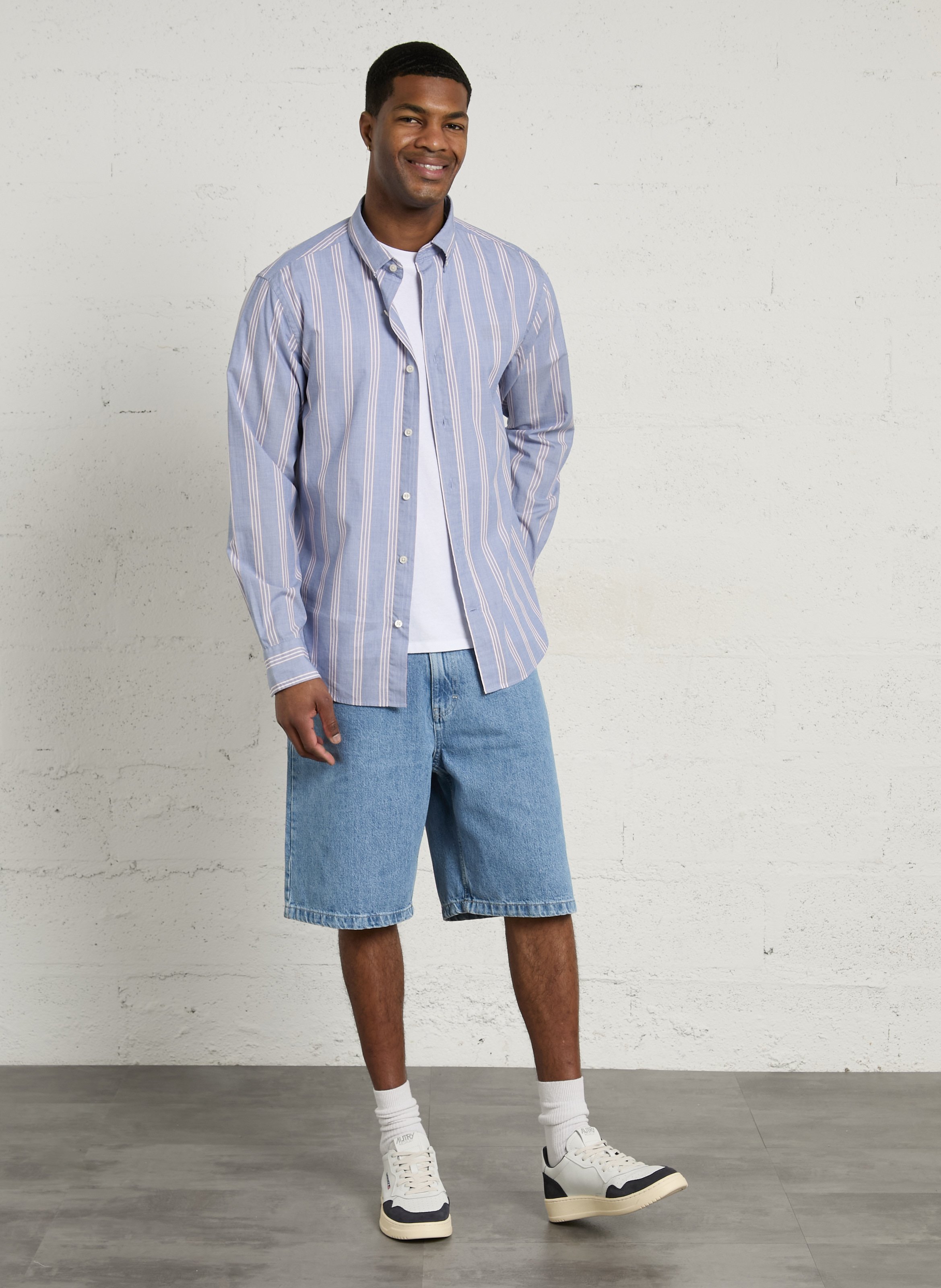 Straight cotton shorts Blue