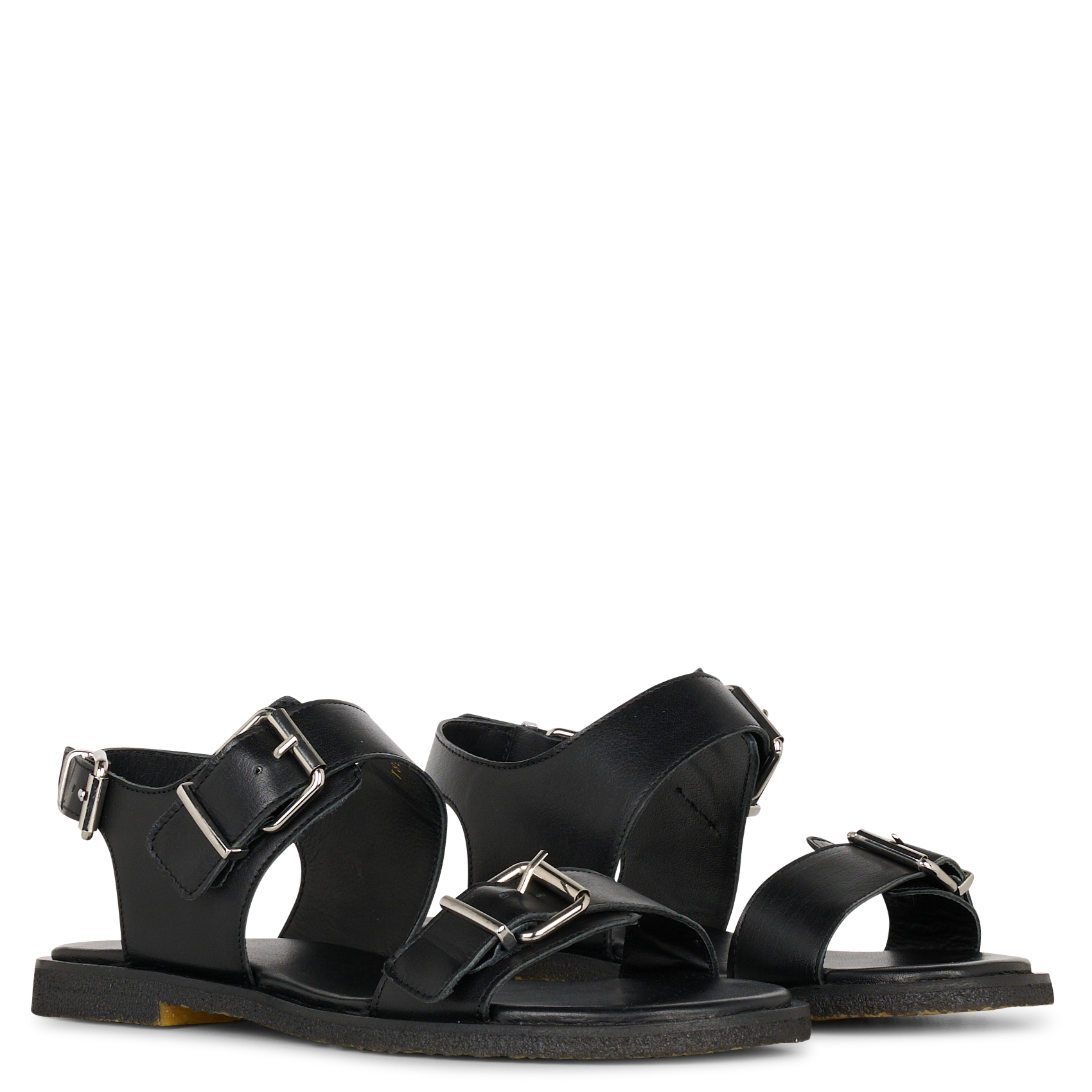 Avarca Berlin - Flache Ledersandalen mit Samt BILLI BI Schwarz