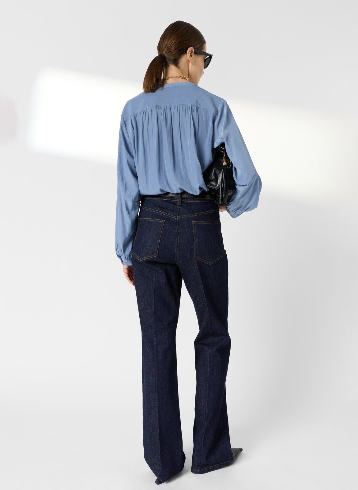 Chemisier droit col rond uni GERARD DAREL Bleu