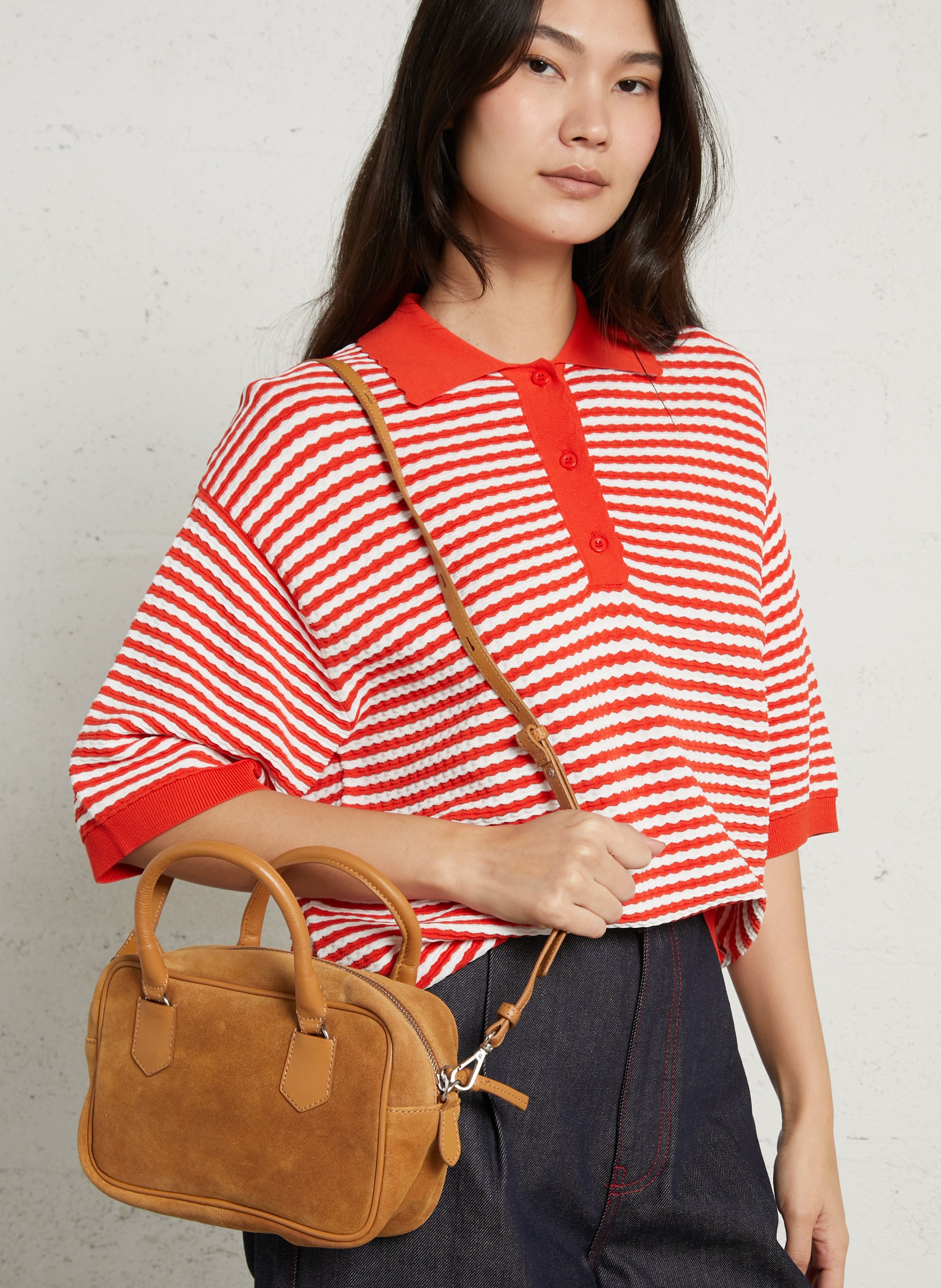 Sac à main en suede BECKSONDERGAARD Marron