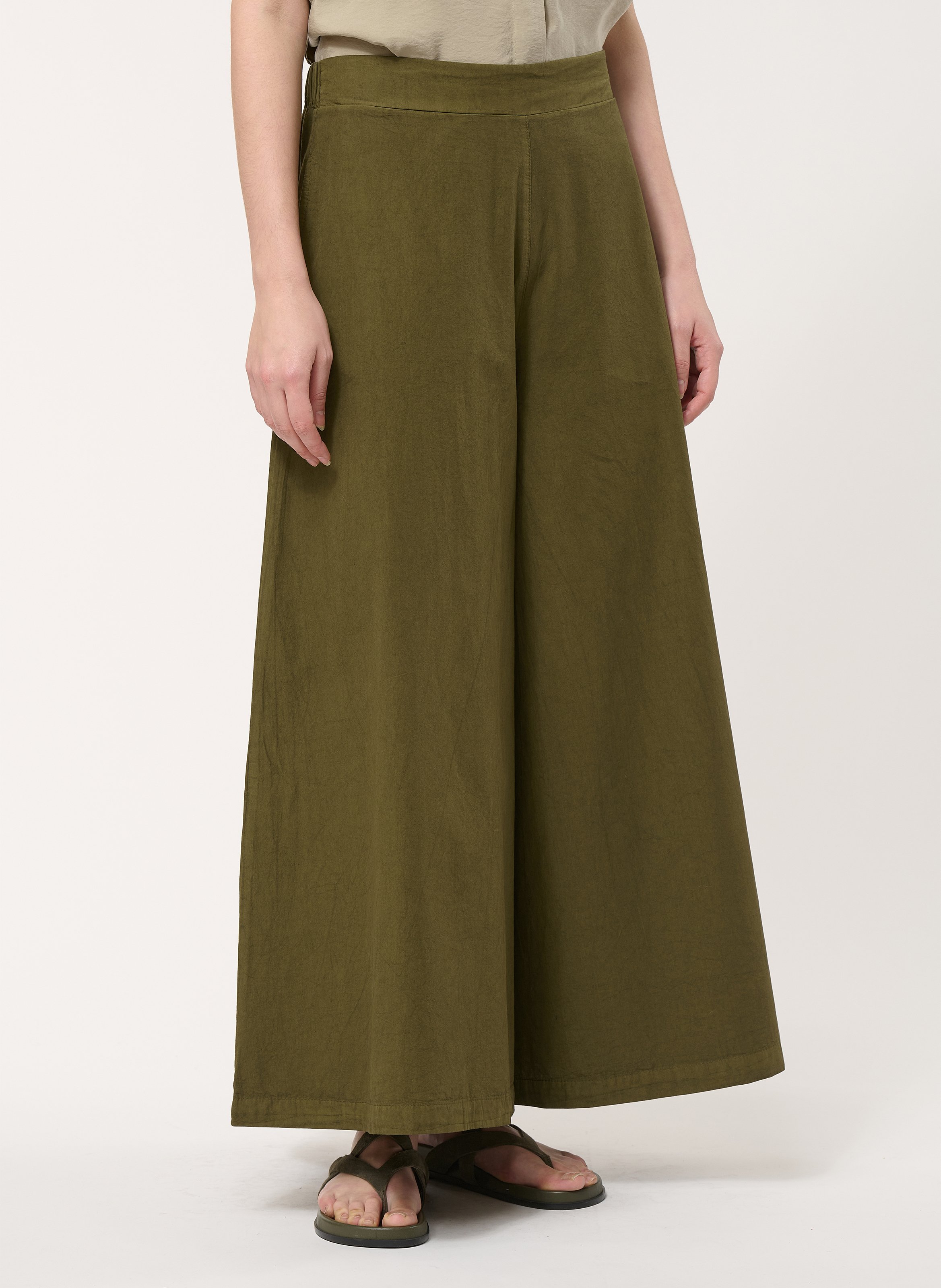 Wide-leg organic cotton pants HUMILITY Green