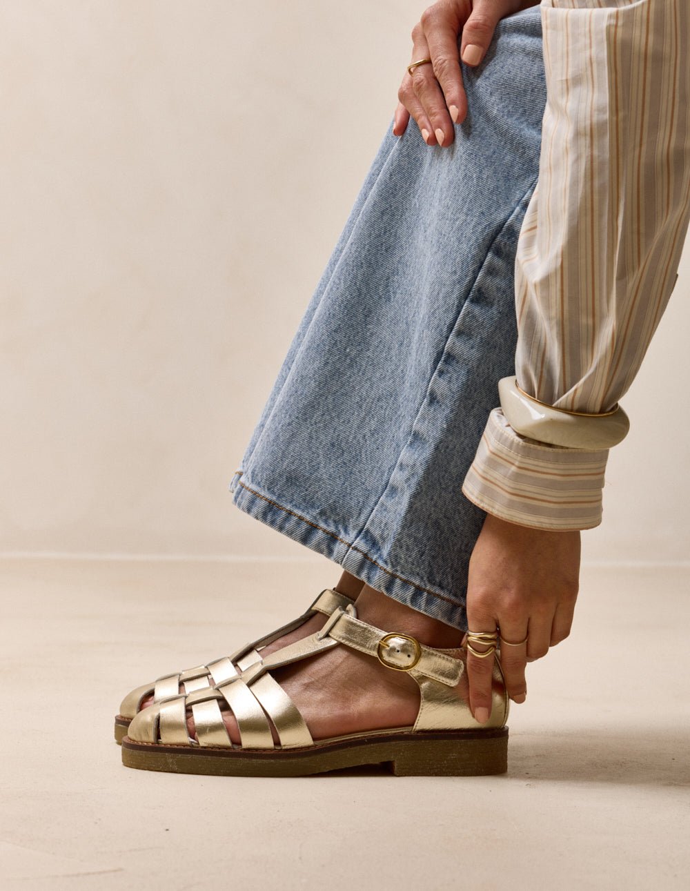Faux leather sandals ODAJE Golden