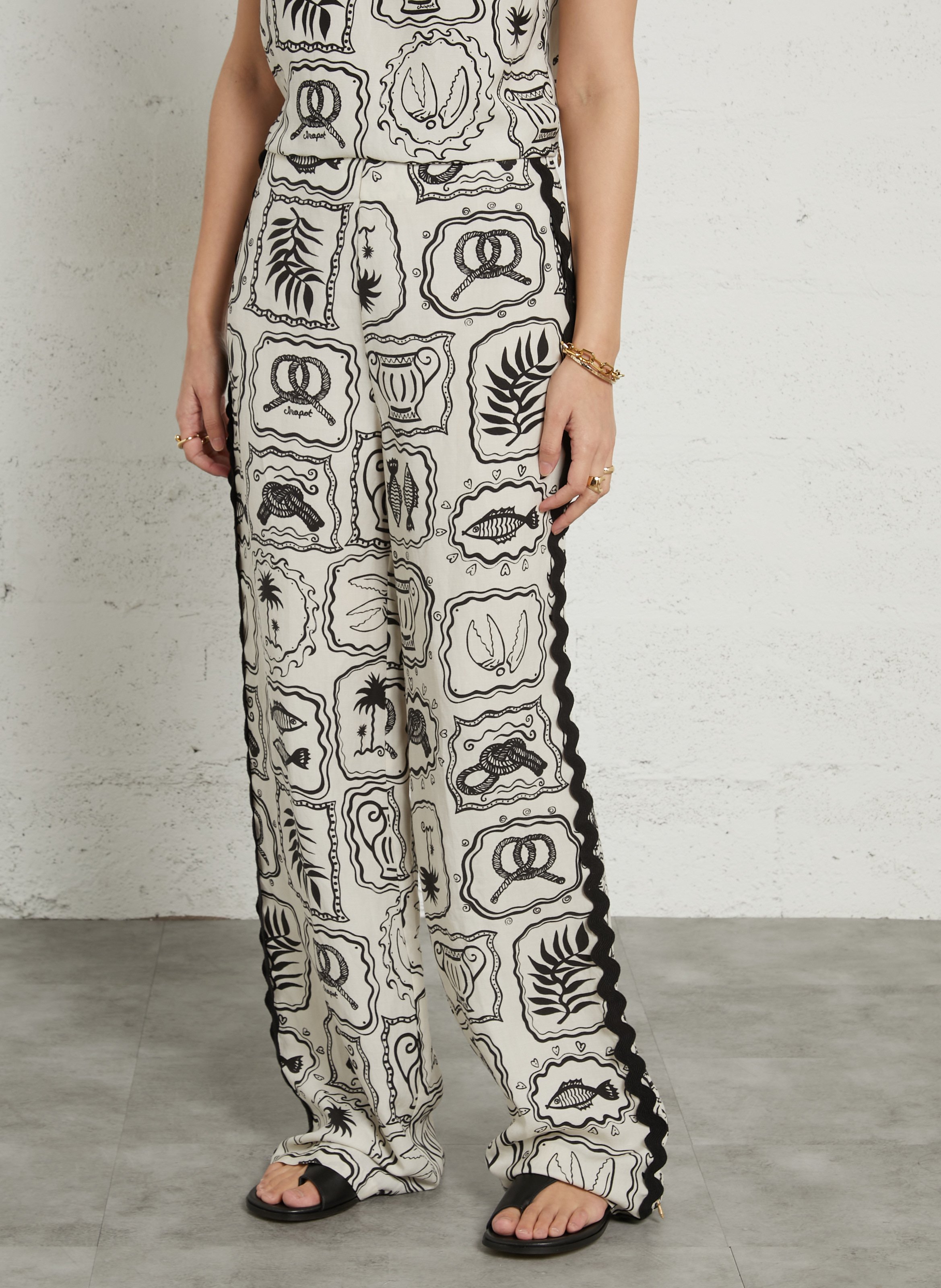 Norton printed straight trousers FABIENNE CHAPOT White
