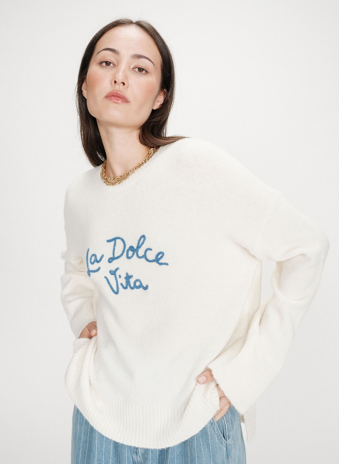 Pull col rond GRACE ET MILA Bleu