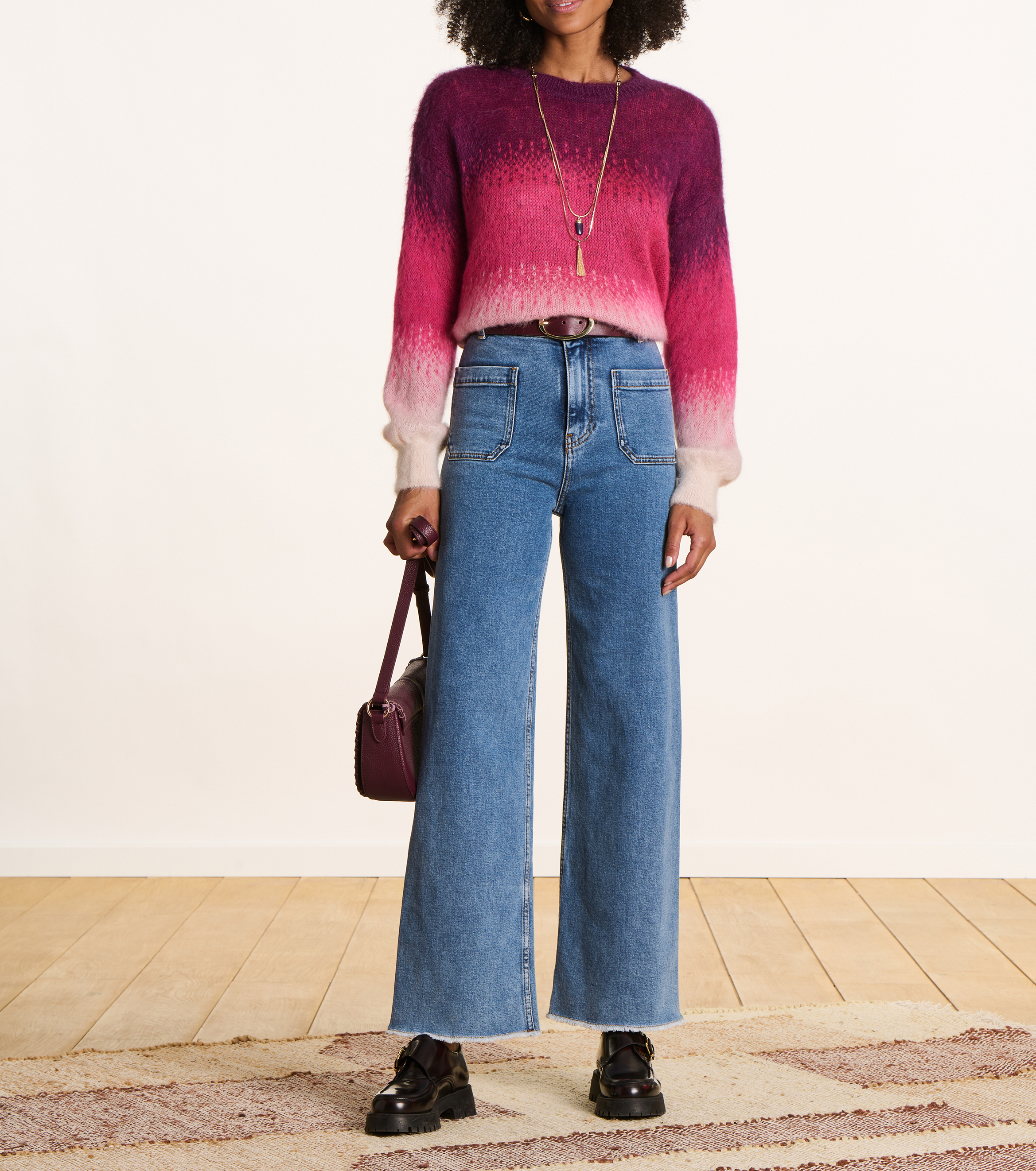 Straight Cut Taillenjeans aus Bio-Baumwoll-Mix LA FEE MARABOUTEE Blau