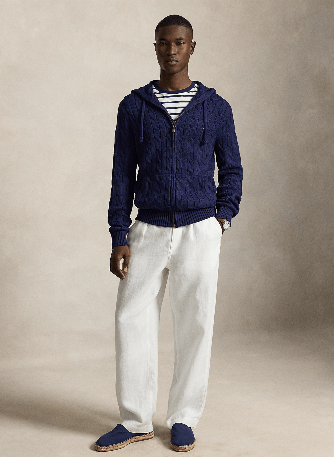 Straight cotton hooded vest POLO RALPH LAUREN Blue