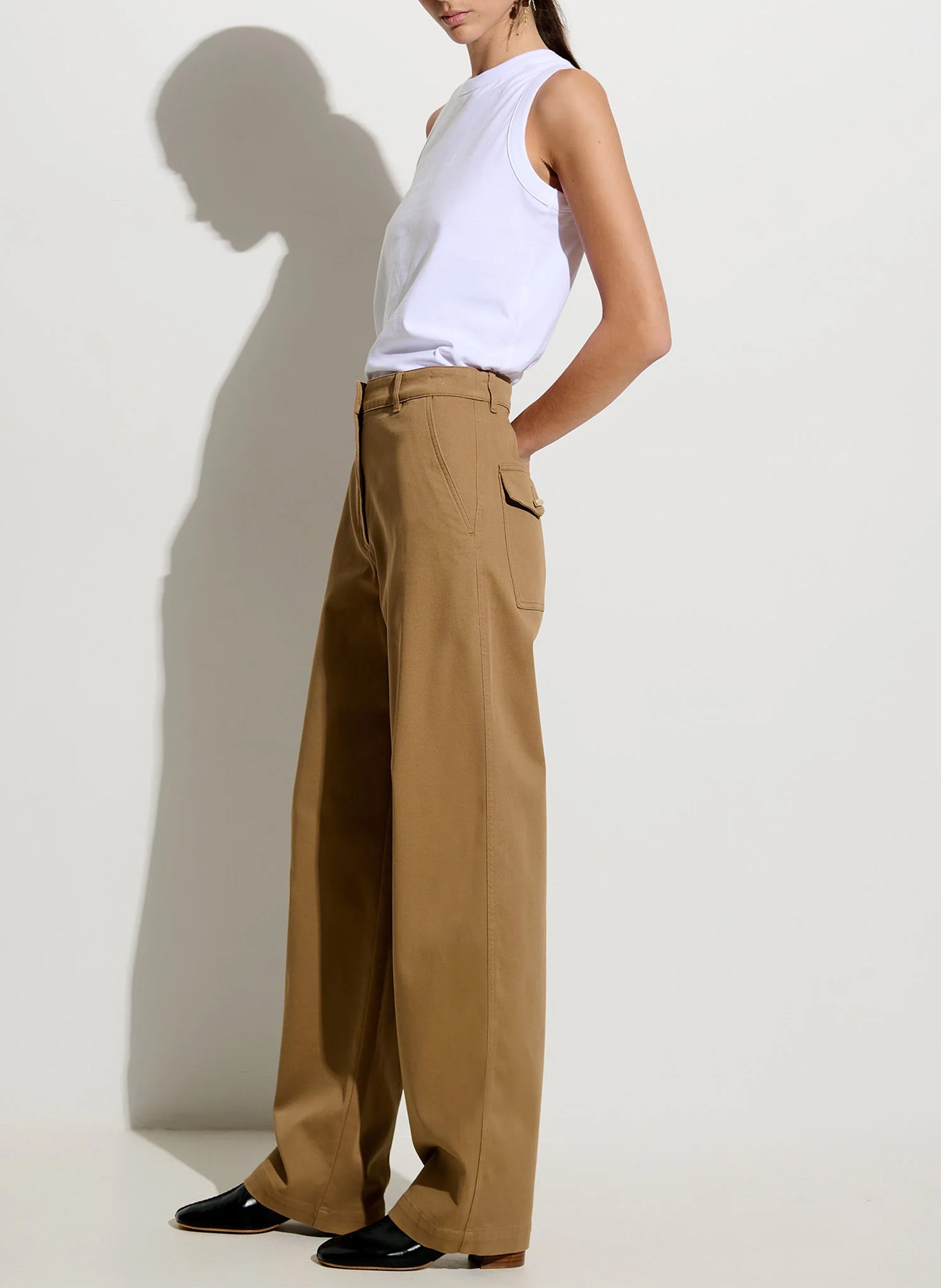 Wide-leg cotton-blend pants SESSUN Beige