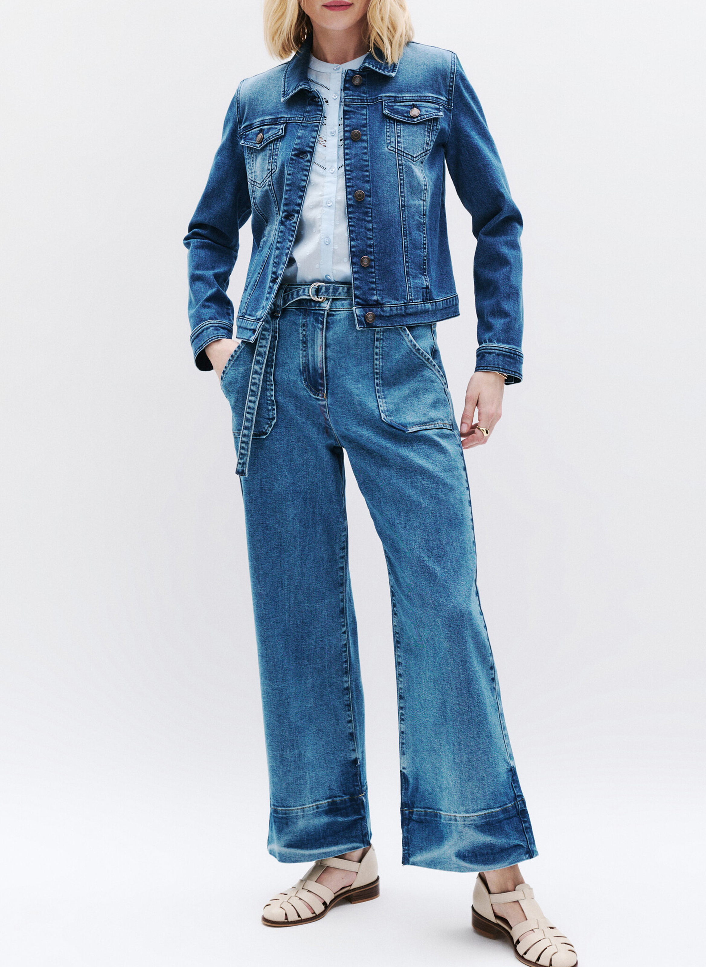 Jeansjasje met klassieke kraag CAROLL Blauw