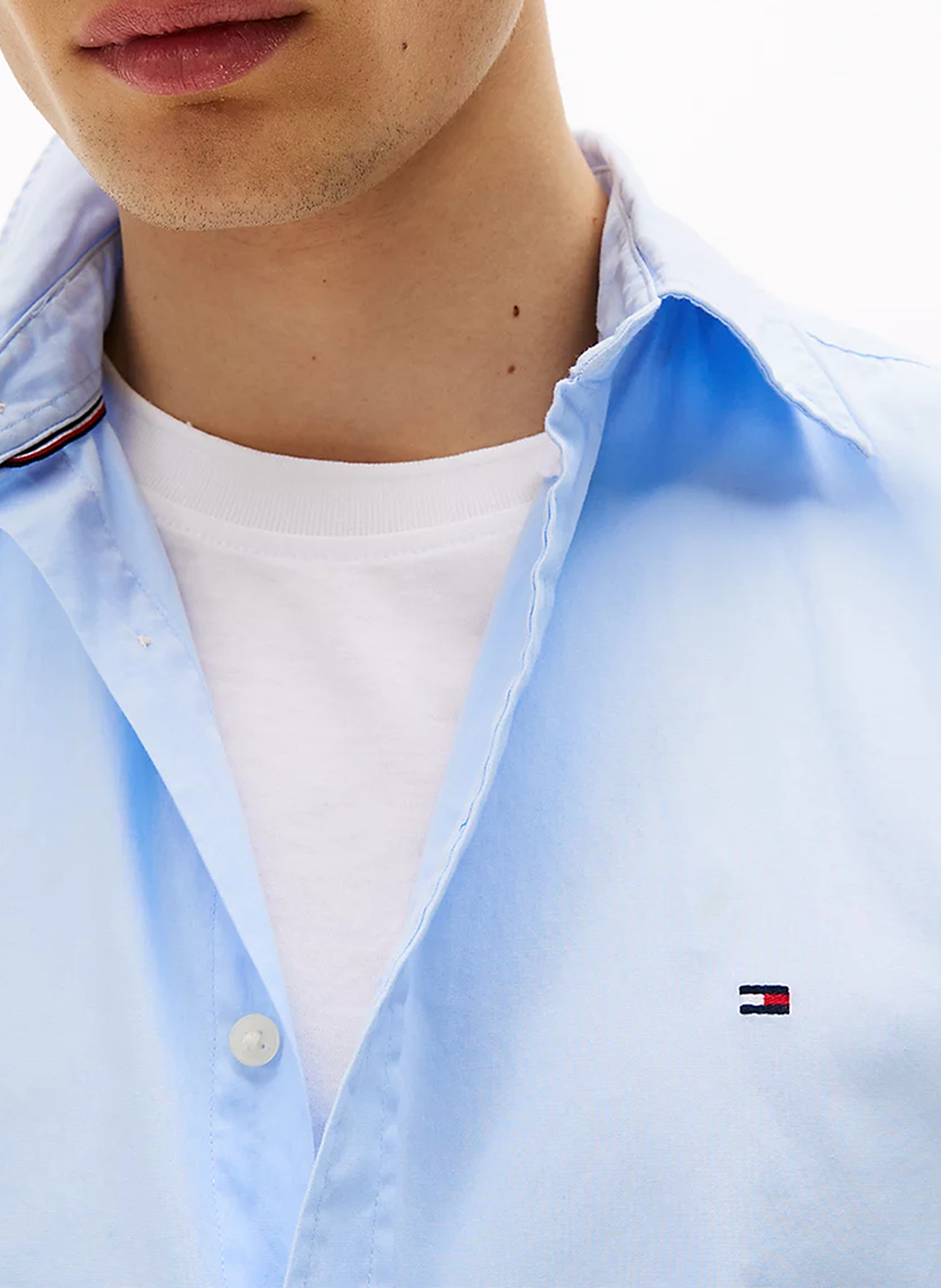 Gerade geschnittenes Hemd mit Knopfleiste aus Baumwolle TOMMY HILFIGER Blau