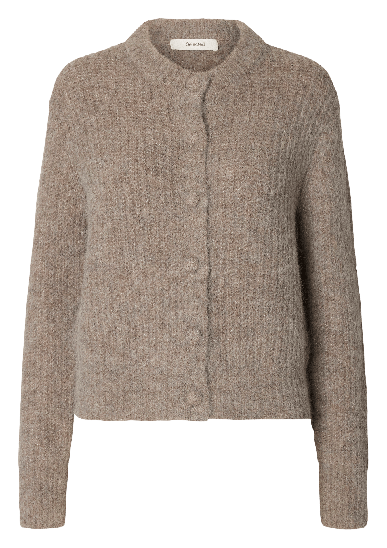 Gilet droit col rond en laine mélangée SELECTED Gris