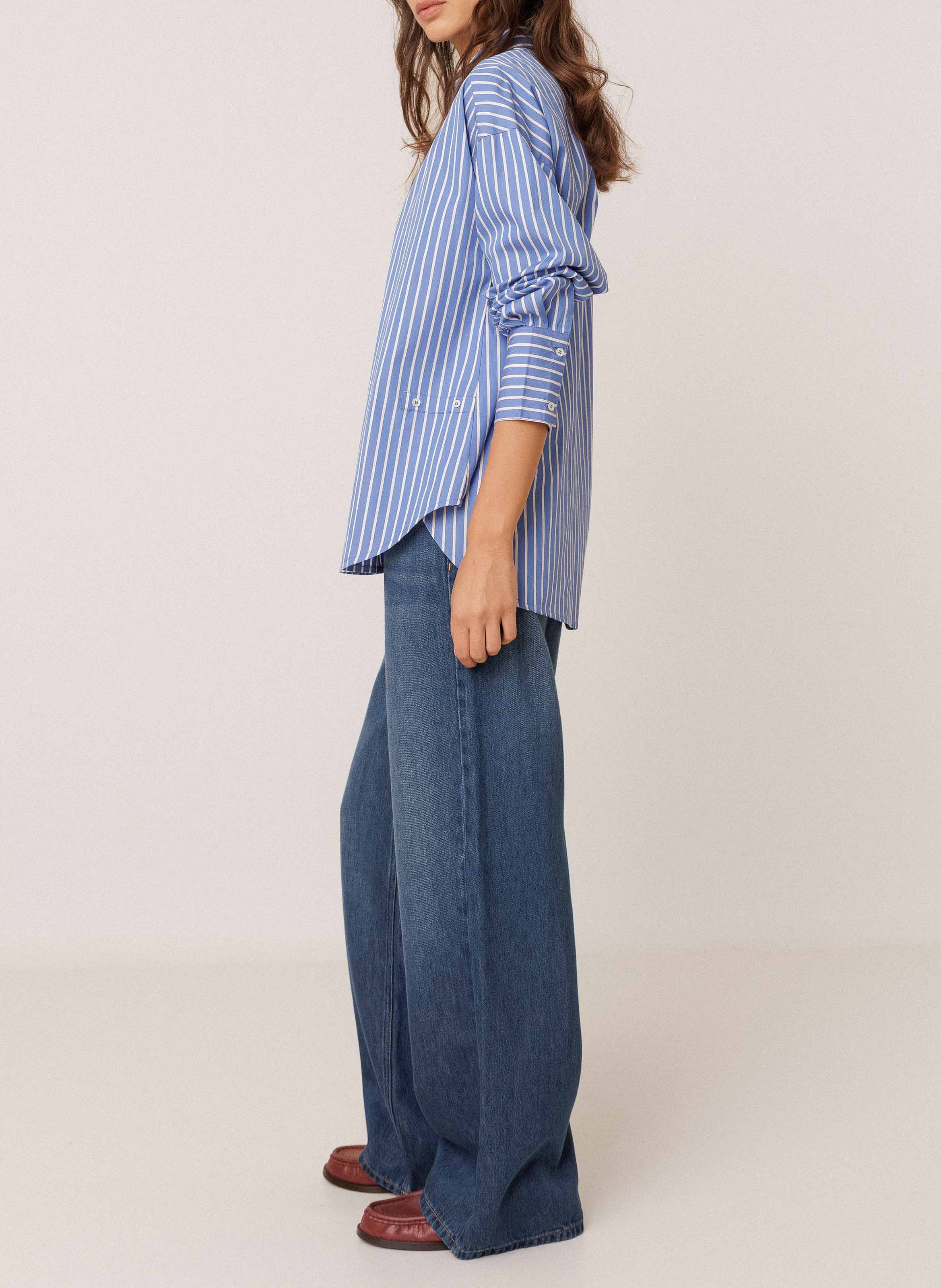 Loose-fit cotton shirt INDI & COLD Blue
