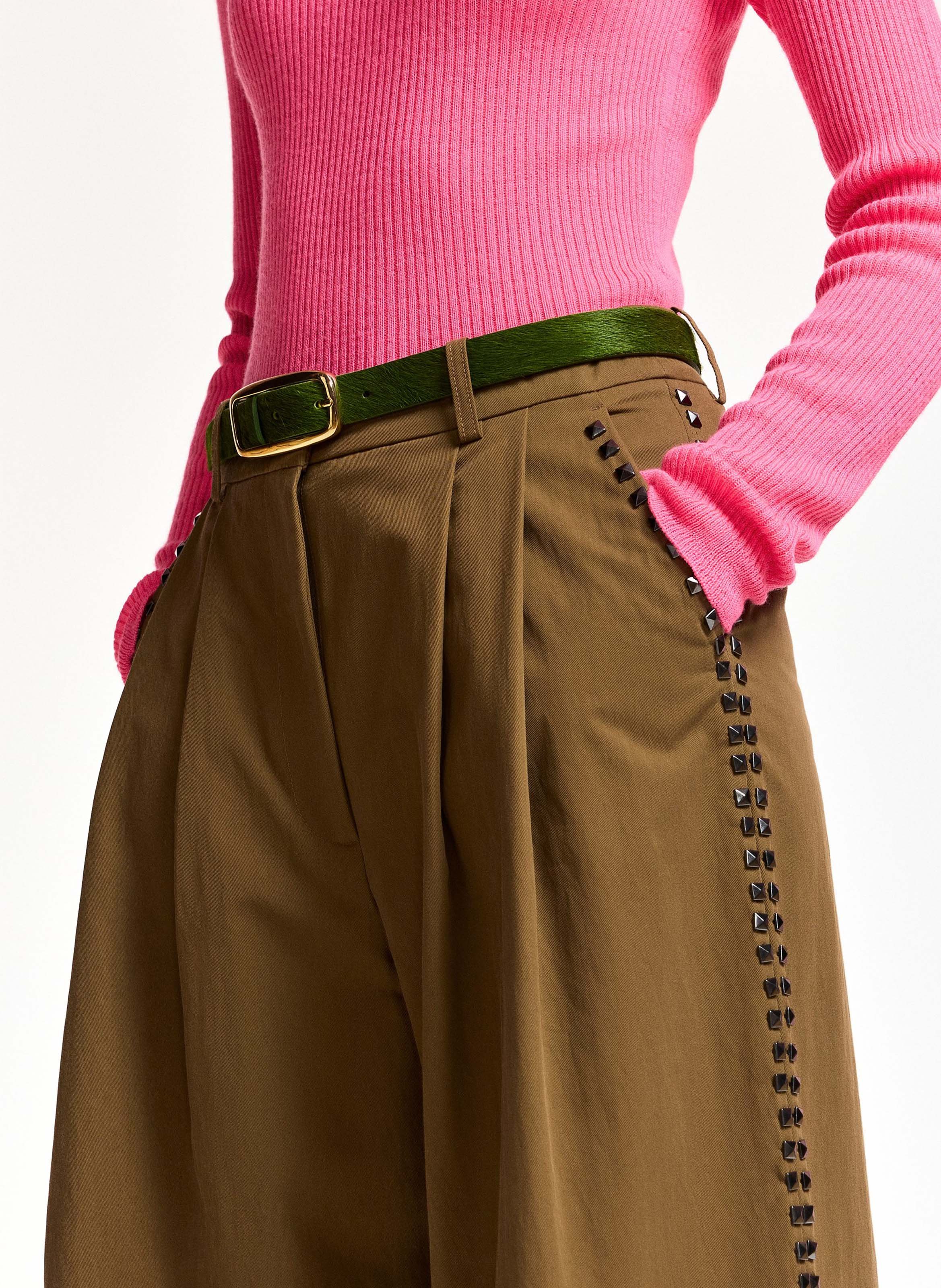 Pony leather belt | Green ESSENTIEL ANTWERP Women