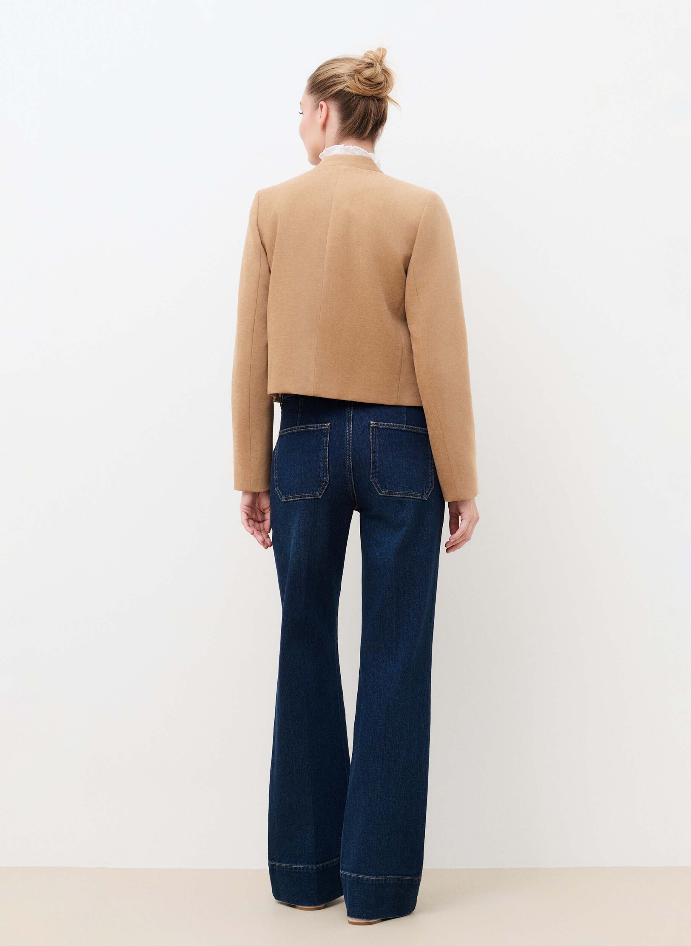 Solid Buttoned Straight Jacket CAROLL Brown