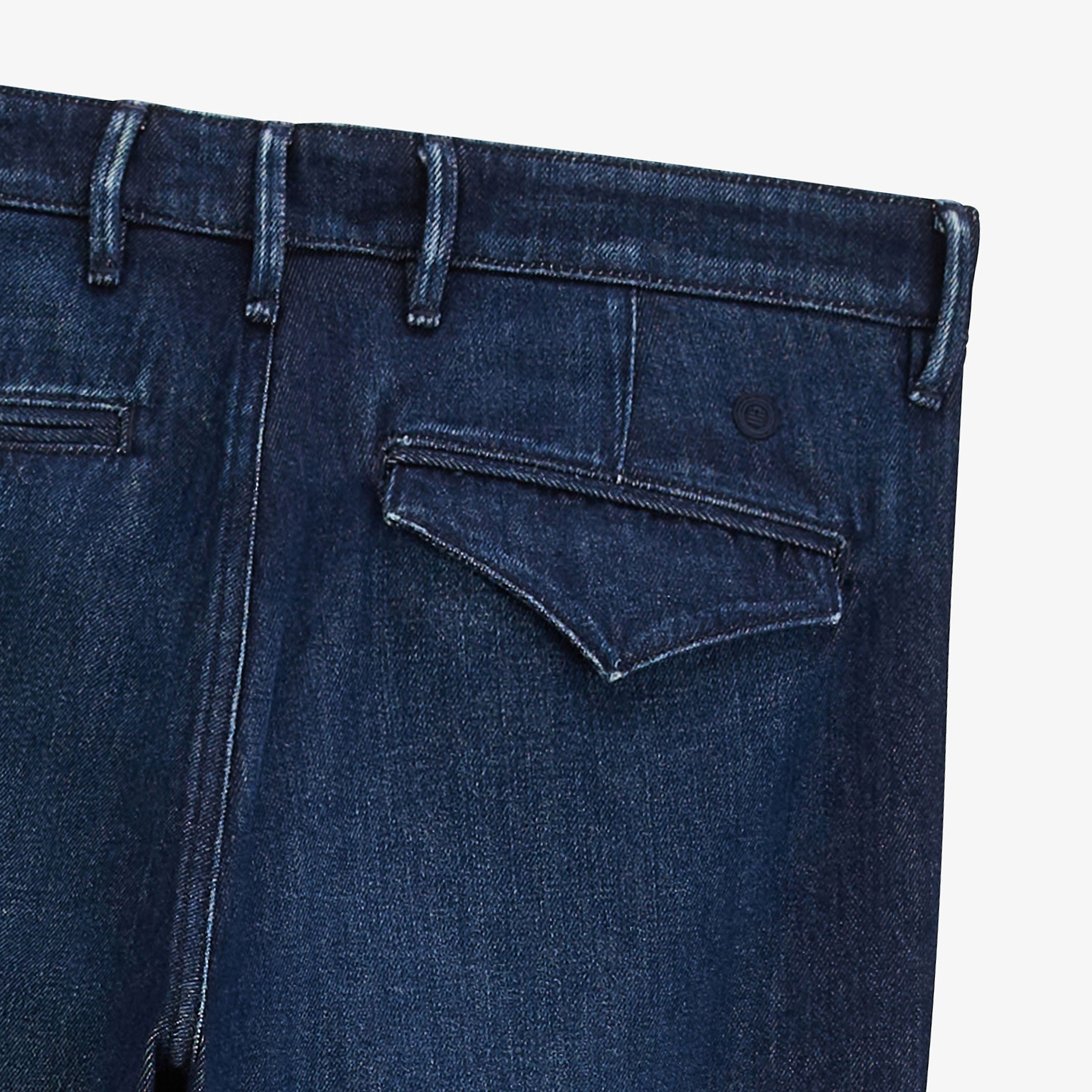Elastic pleated cotton denim blue trousers SERGE BLANCO Blue