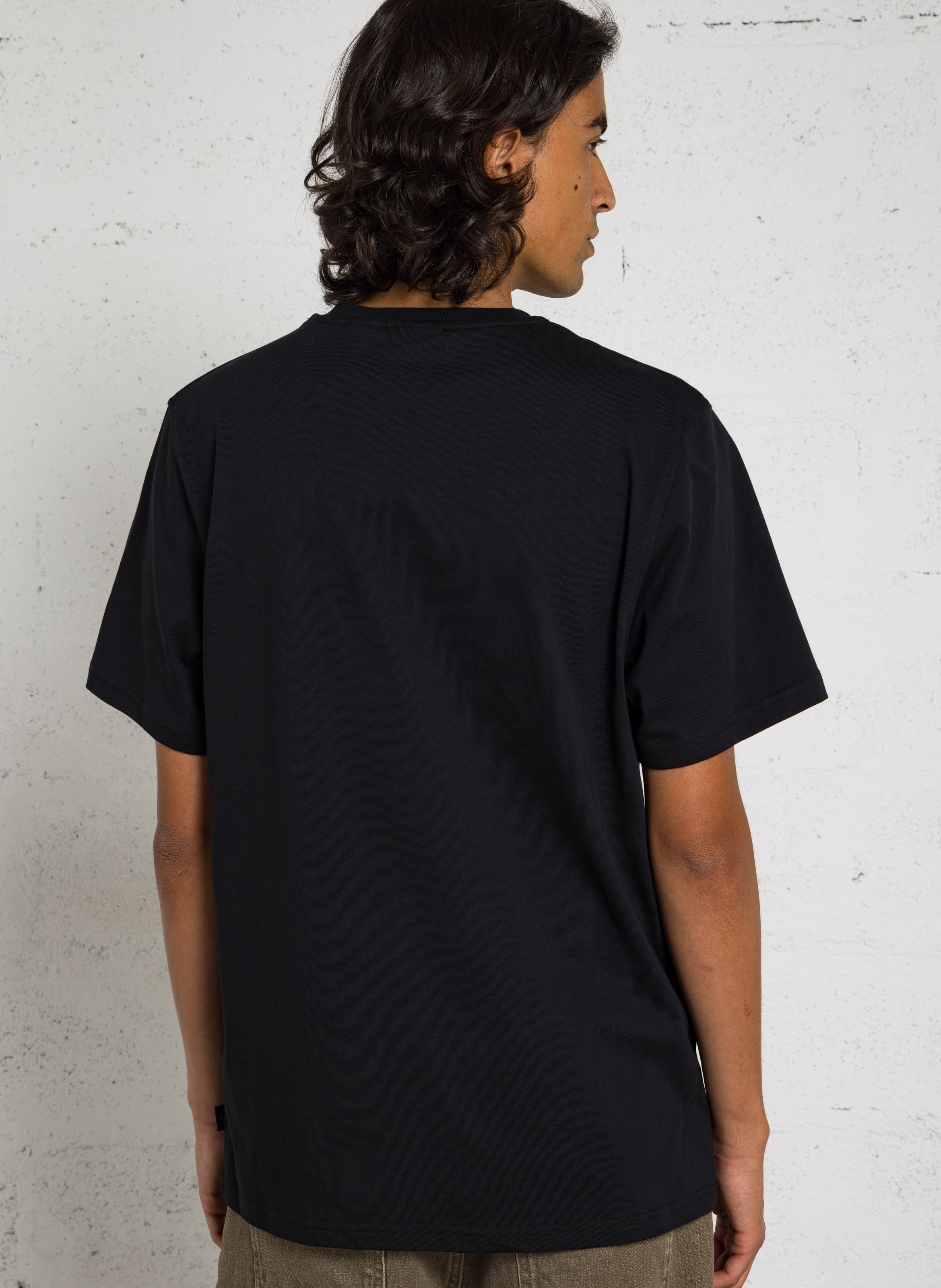 Tee-shirt droit col rond sérigraphié en coton bio LES DEUX Noir