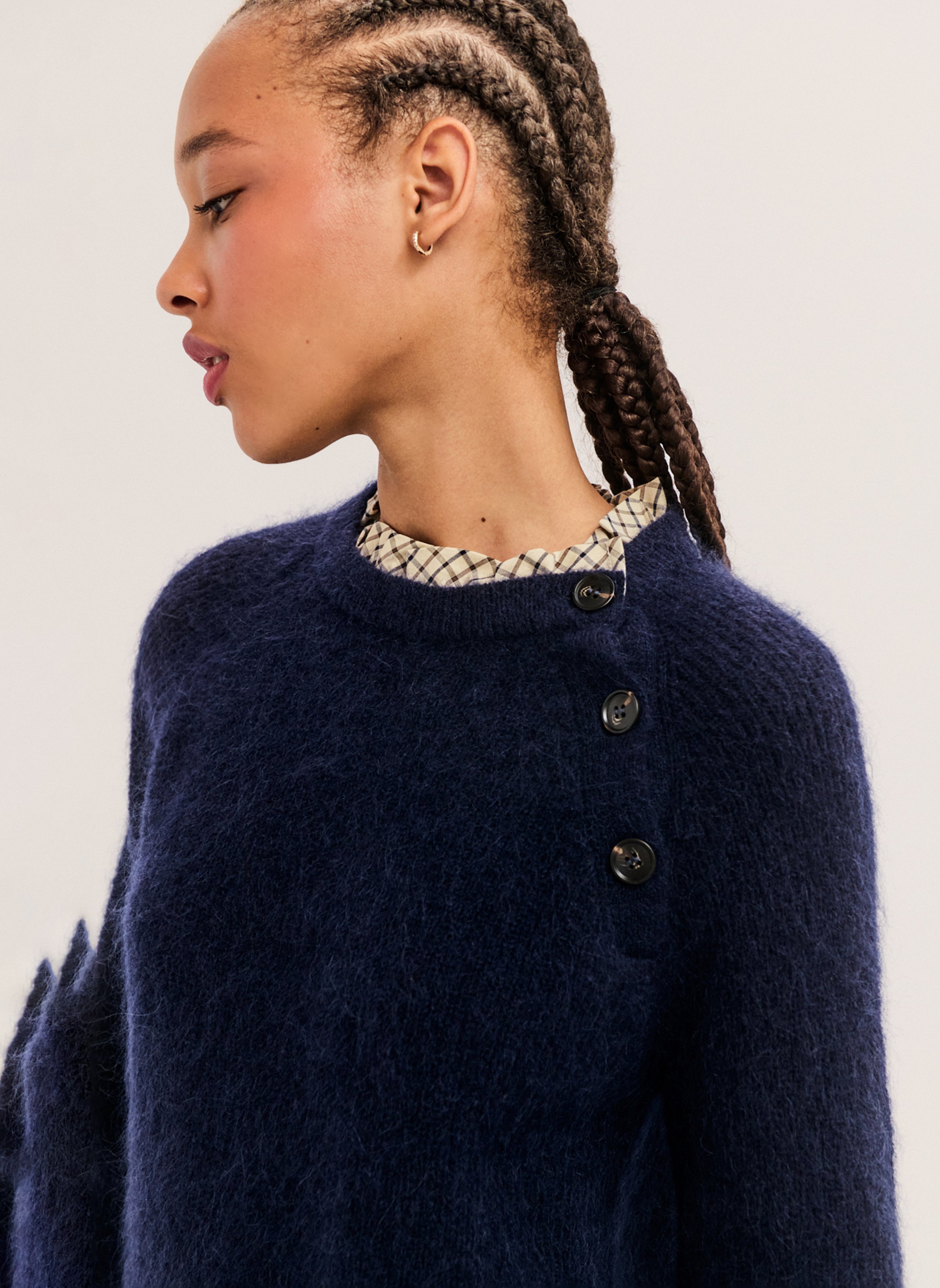 Gerade geschnittener Wollmix-Pullover PABLO Blau