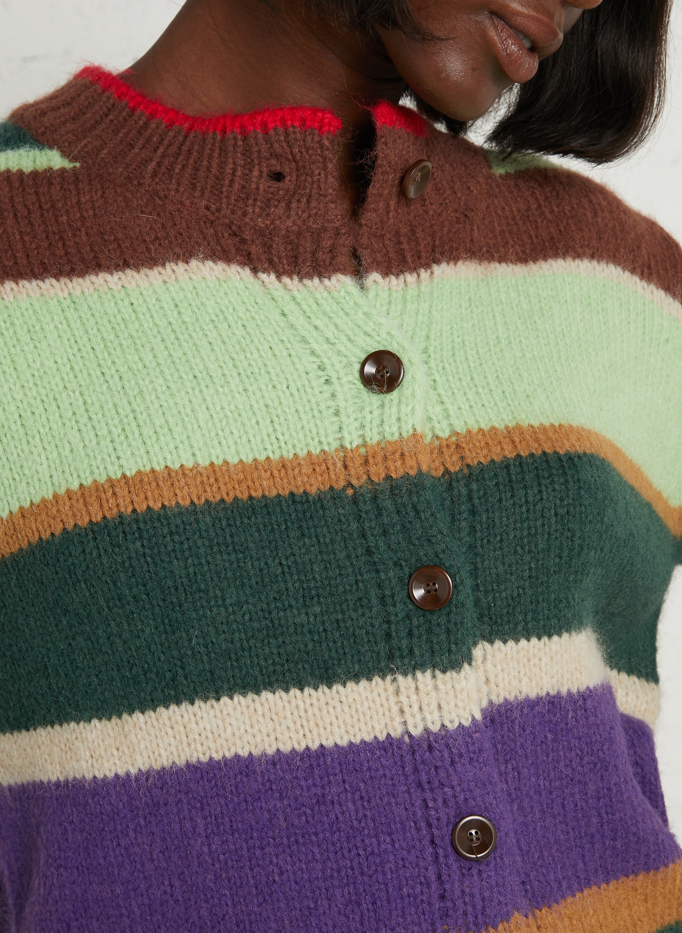 Rechte gestreepte cardigan met klassieke kraag THE KORNER Veelkleurig