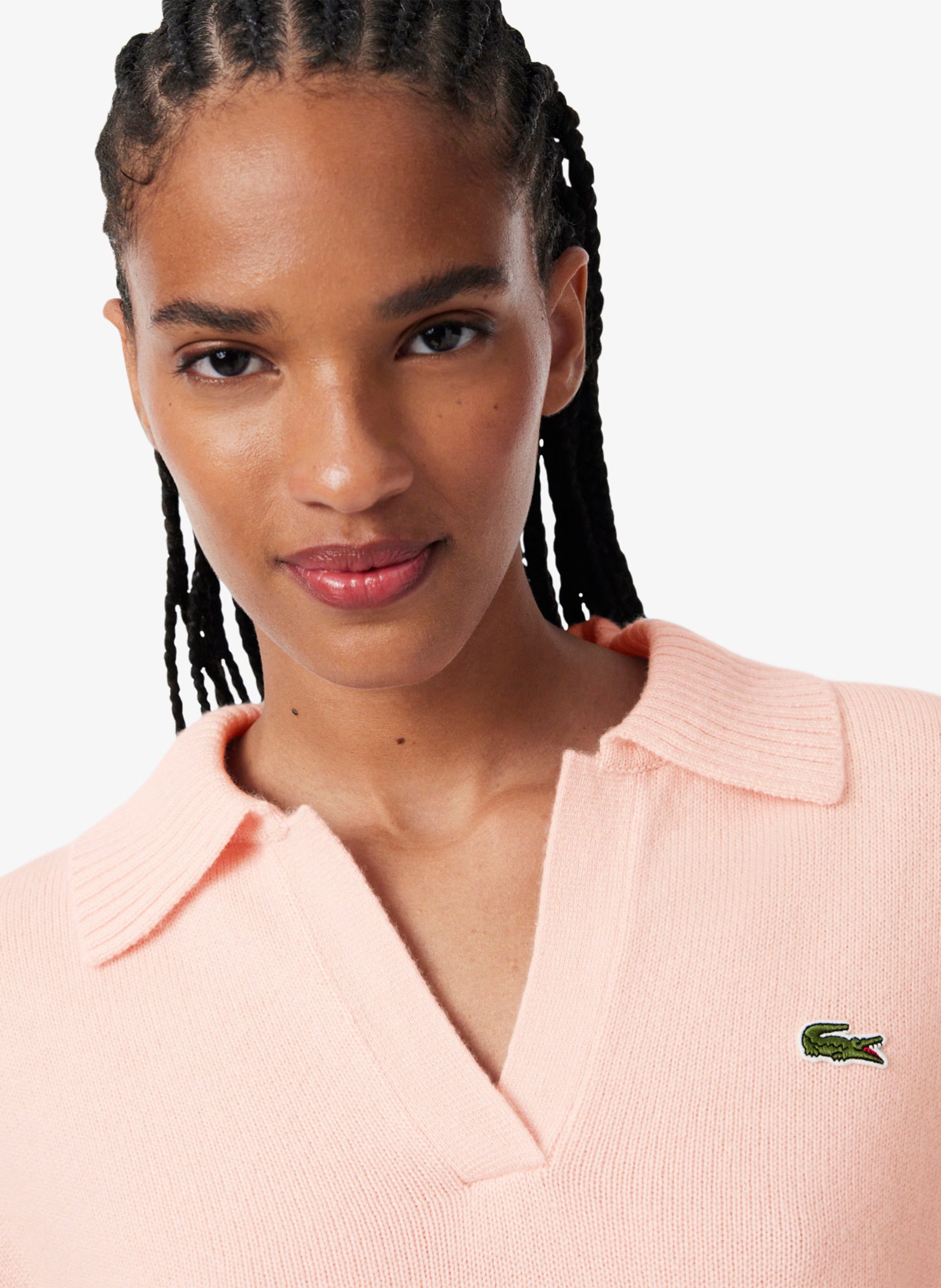 Pull col V en cachemire LACOSTE Roze