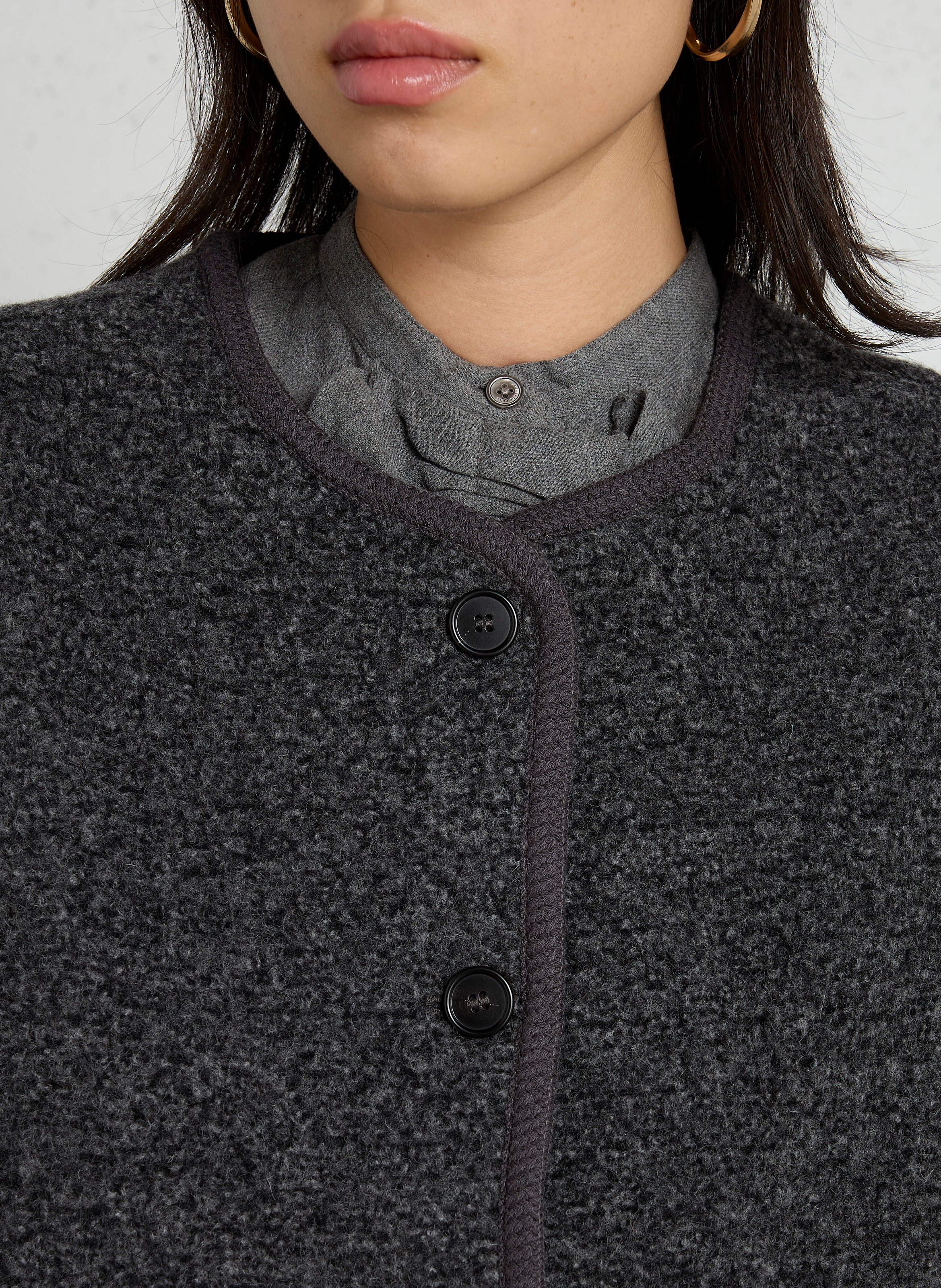 Strickjacke aus Woll-Mix mit Rundhalsausschnitt RUE DE TOKYO Grau