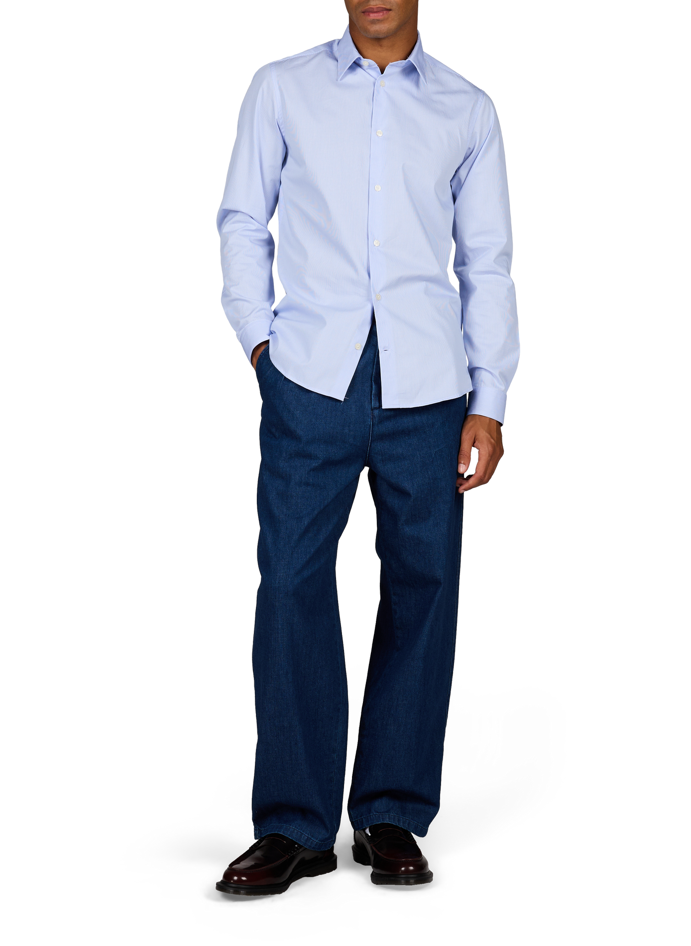Slim-fit striped cotton shirt - Hay-S AU PRINTEMPS PARIS Blue