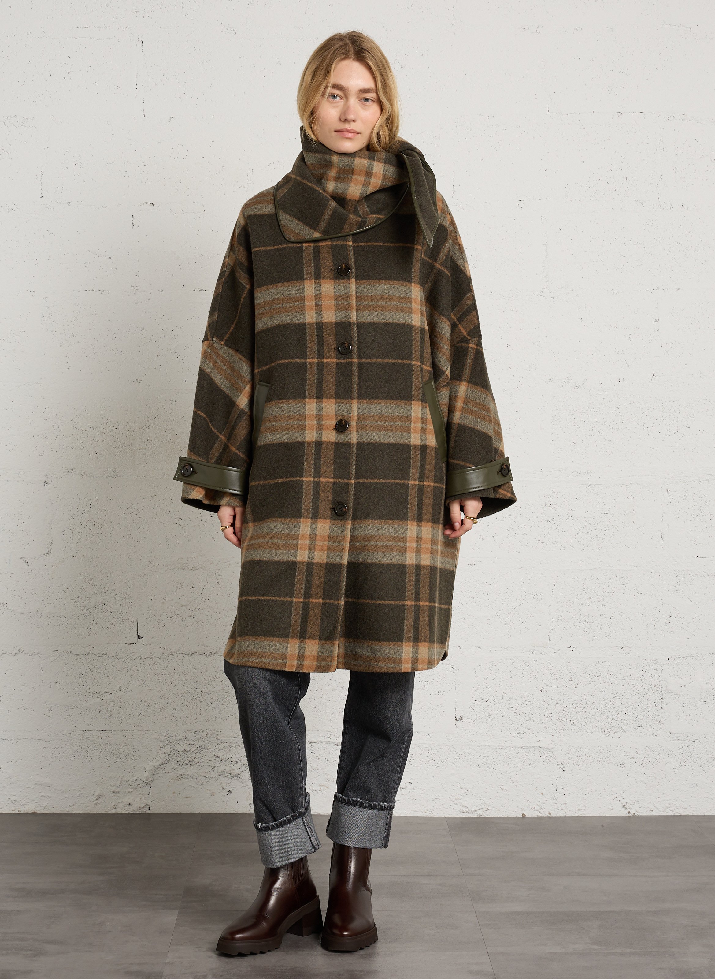 Manteau oversize en laine mélangée BERENICE Kaki