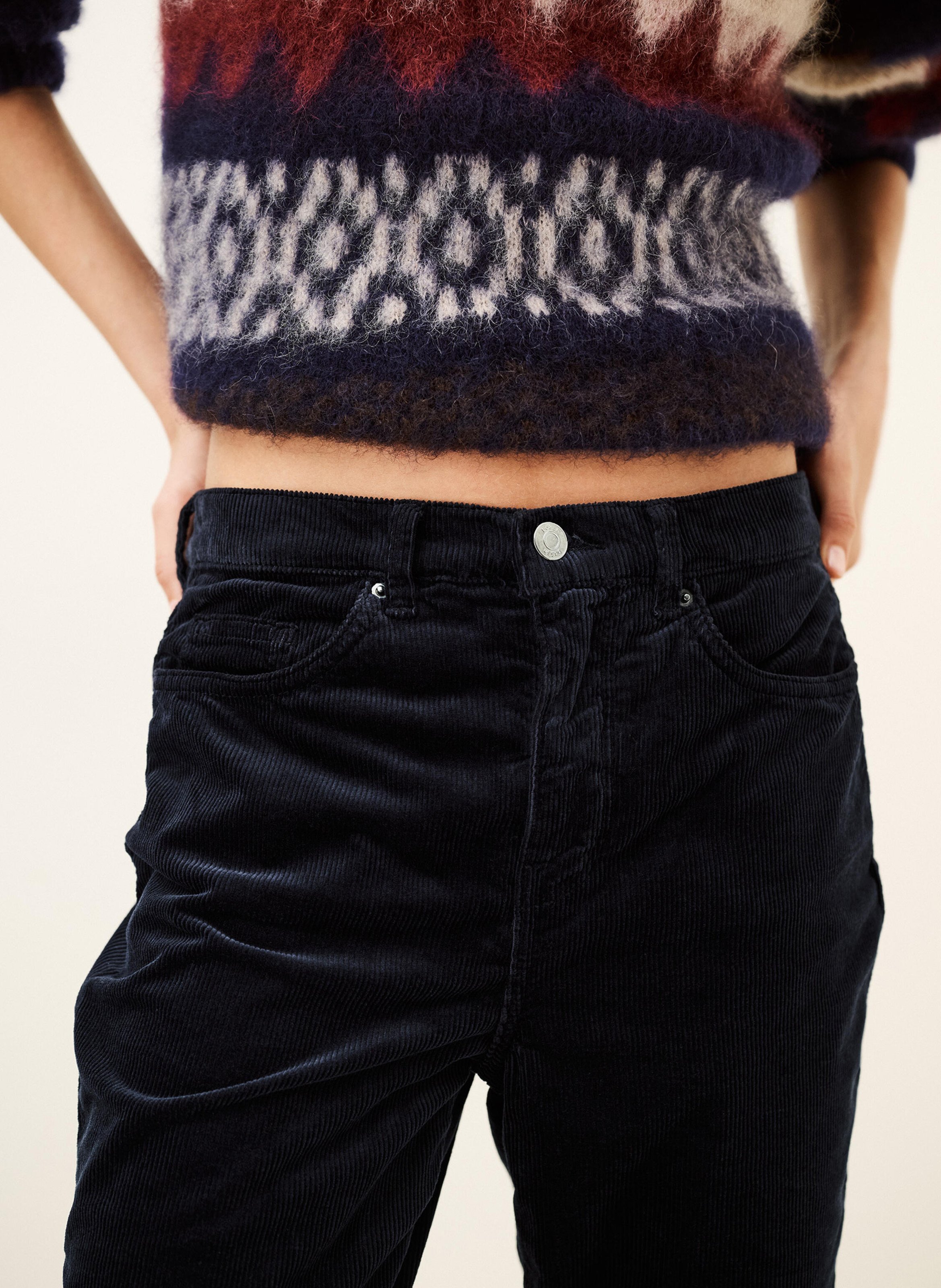 Pantalon droit en velours côtelé | Bleu BA&SH Femme