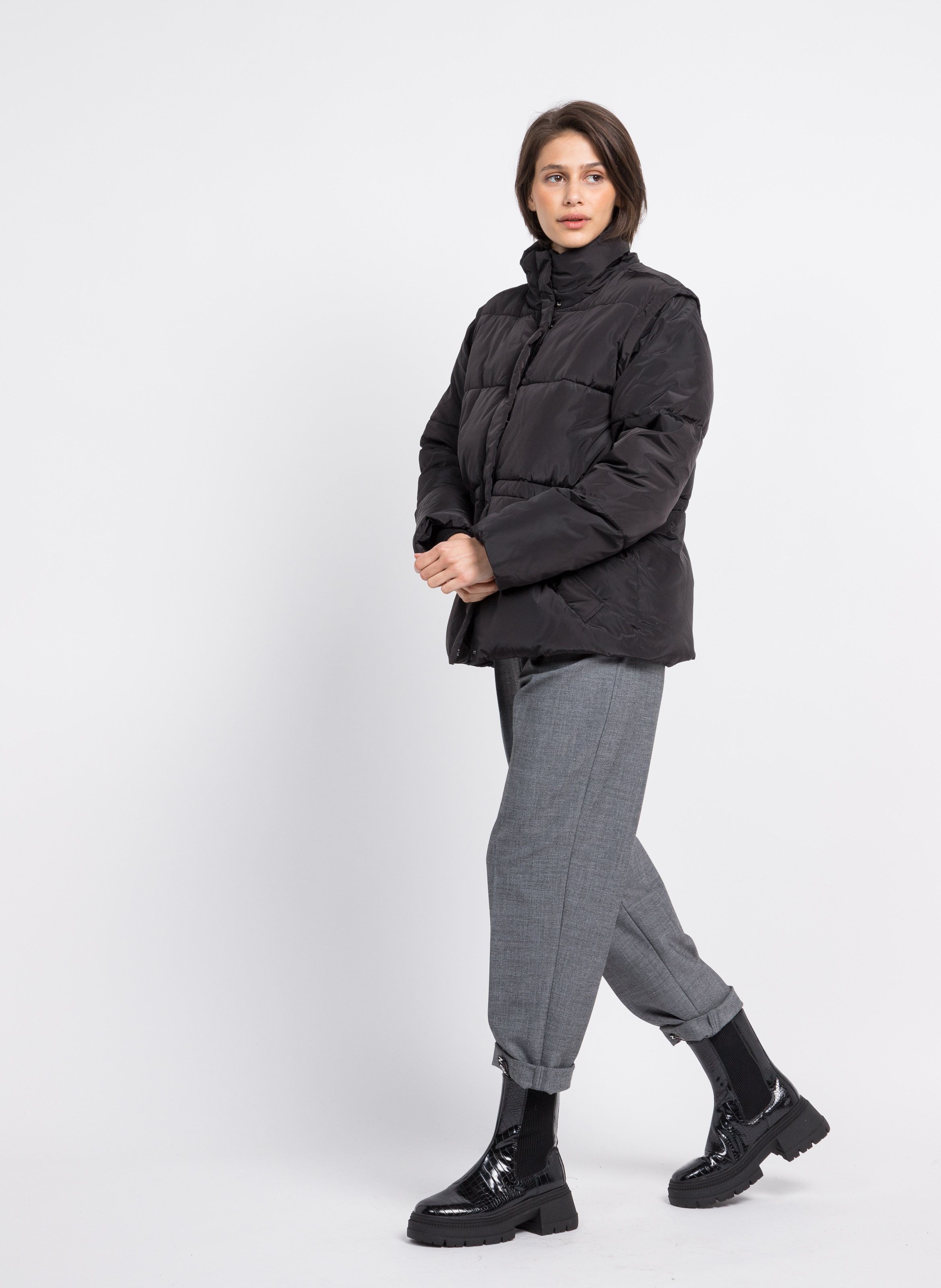 Padded Jacket With Removable Sleeves Black Second Female Women