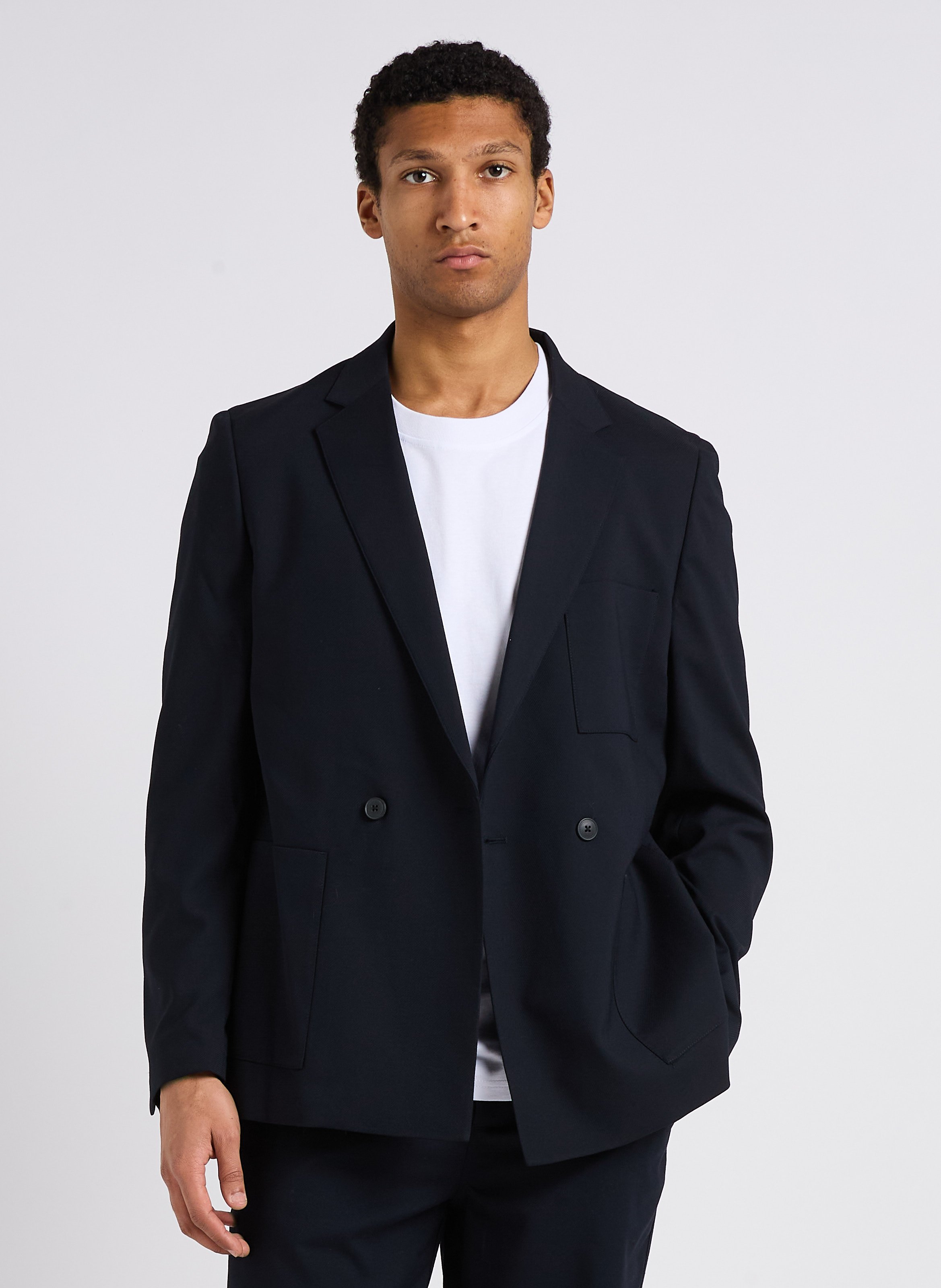 Straight buttoned jacquard blazer MINIMUM Blue