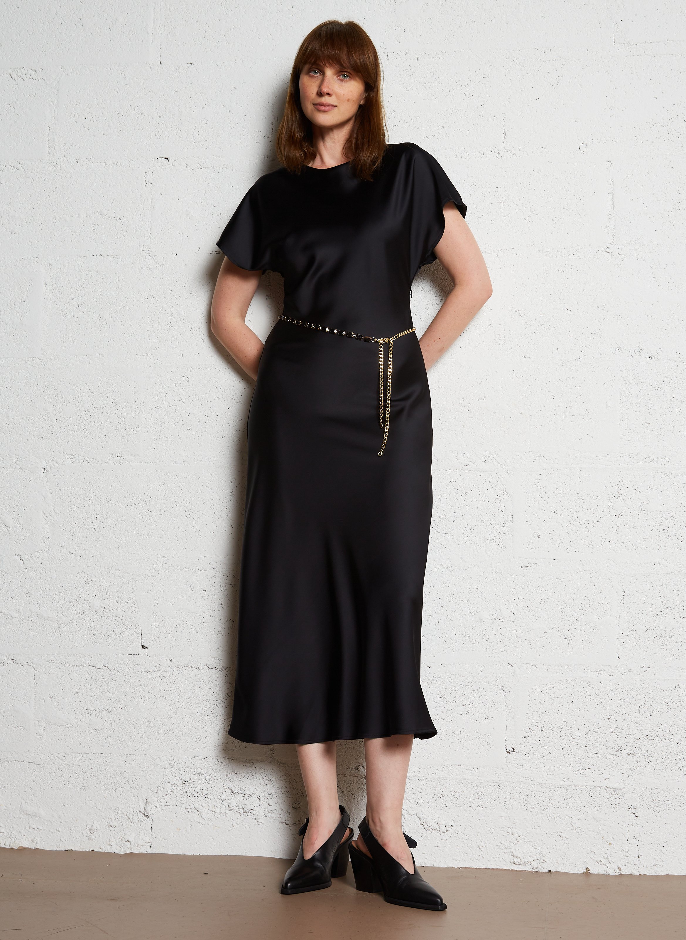 Long fitted round-neck dress IMPERIAL Black