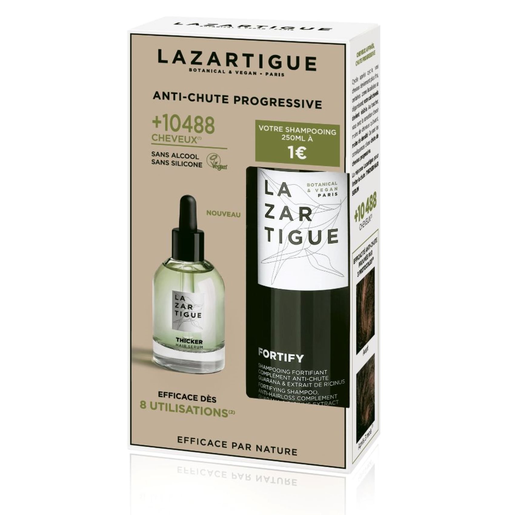 COFFRET FORTIFY SHAMPOOING Fortifiant Anti-Chute 250ML + THICKER SERUM Chute Progressive 50ML LAZARTIGUE No color