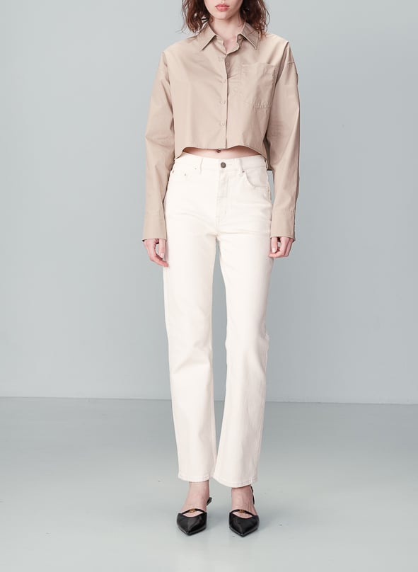 Cropped cotton shirt GRACE ET MILA Beige