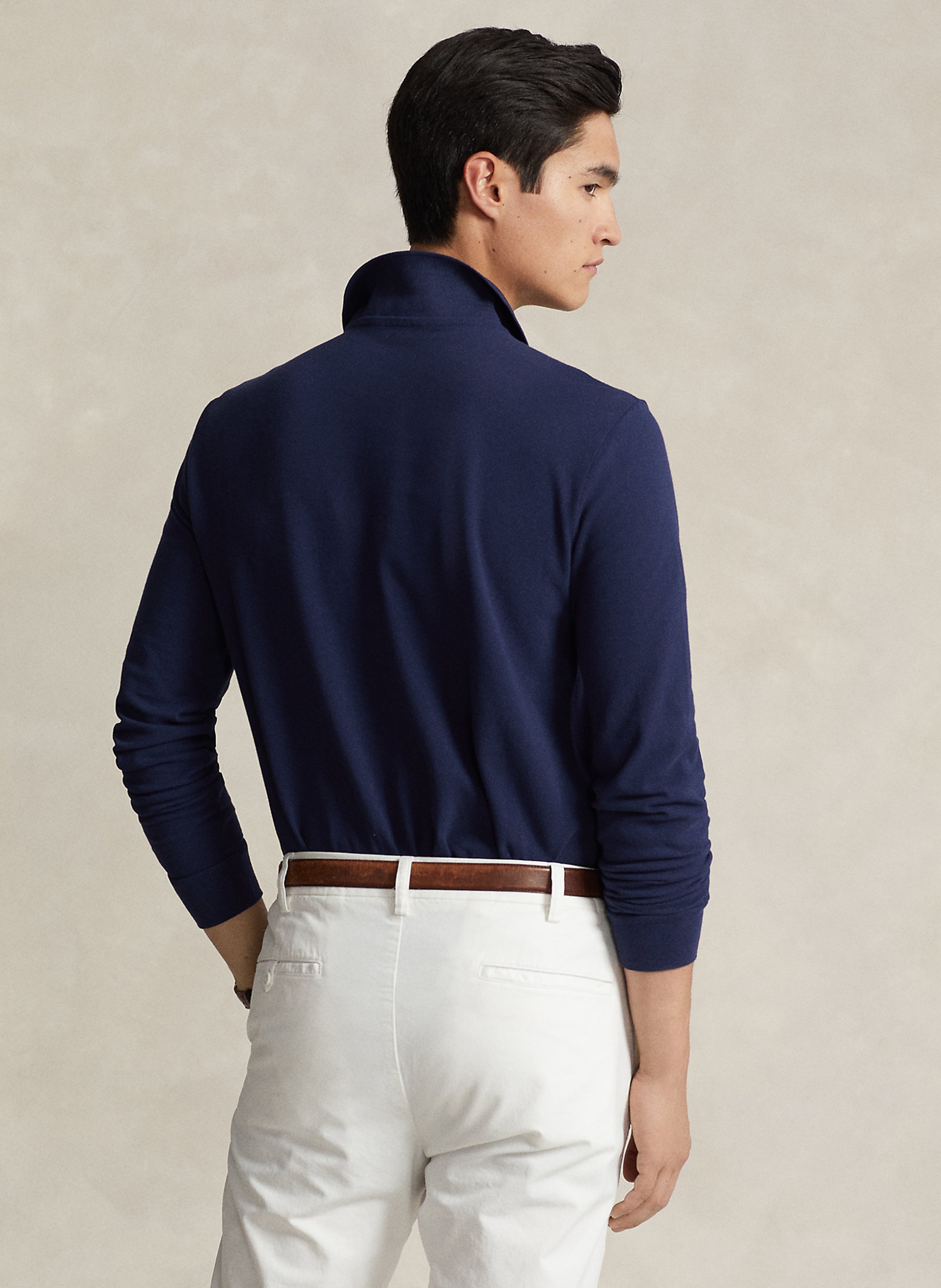Polo manches longues regular-fit en piqué de coton POLO RALPH LAUREN Bleu