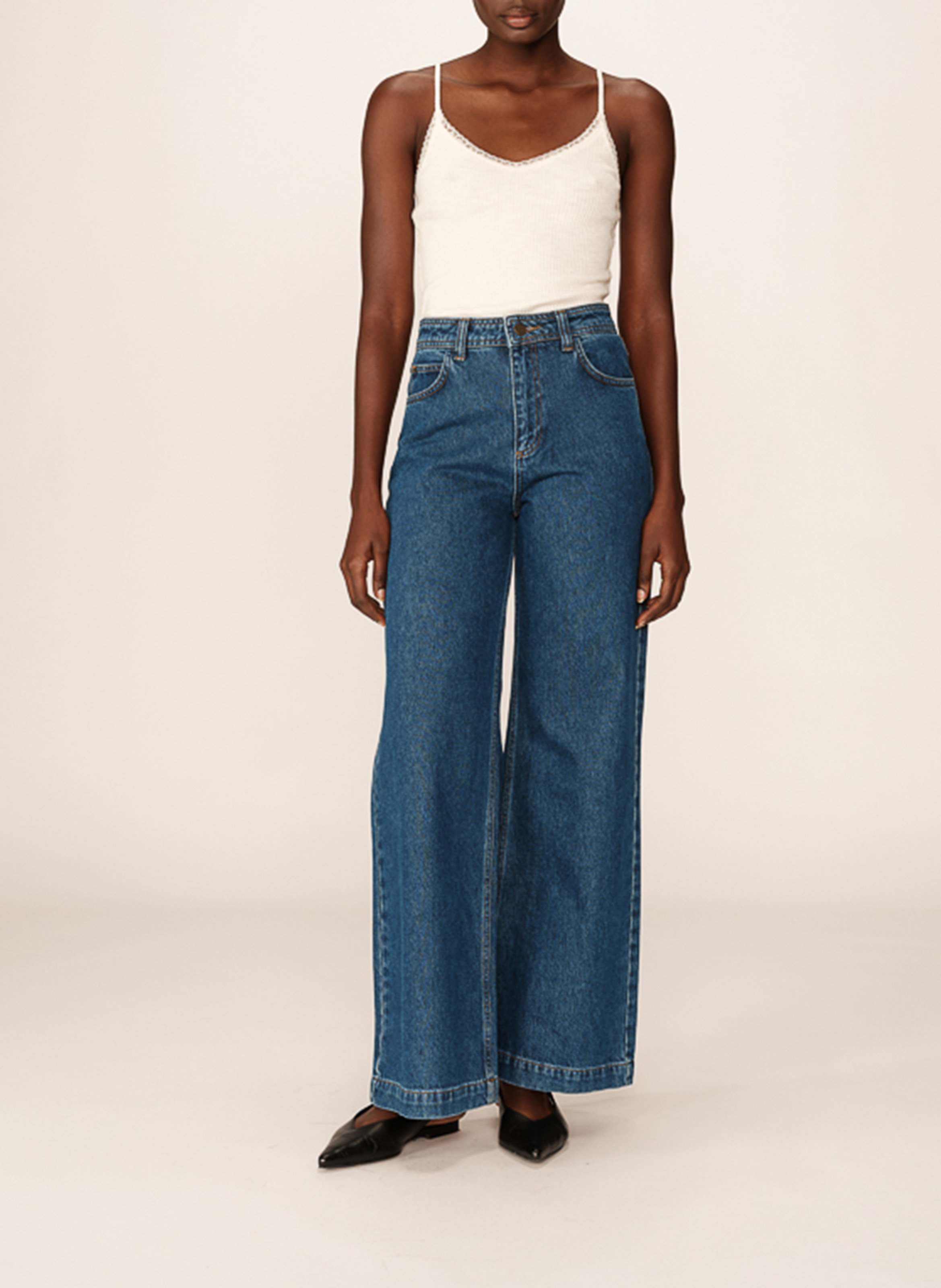 Wide leg cotton jeans GRACE ET MILA Blue