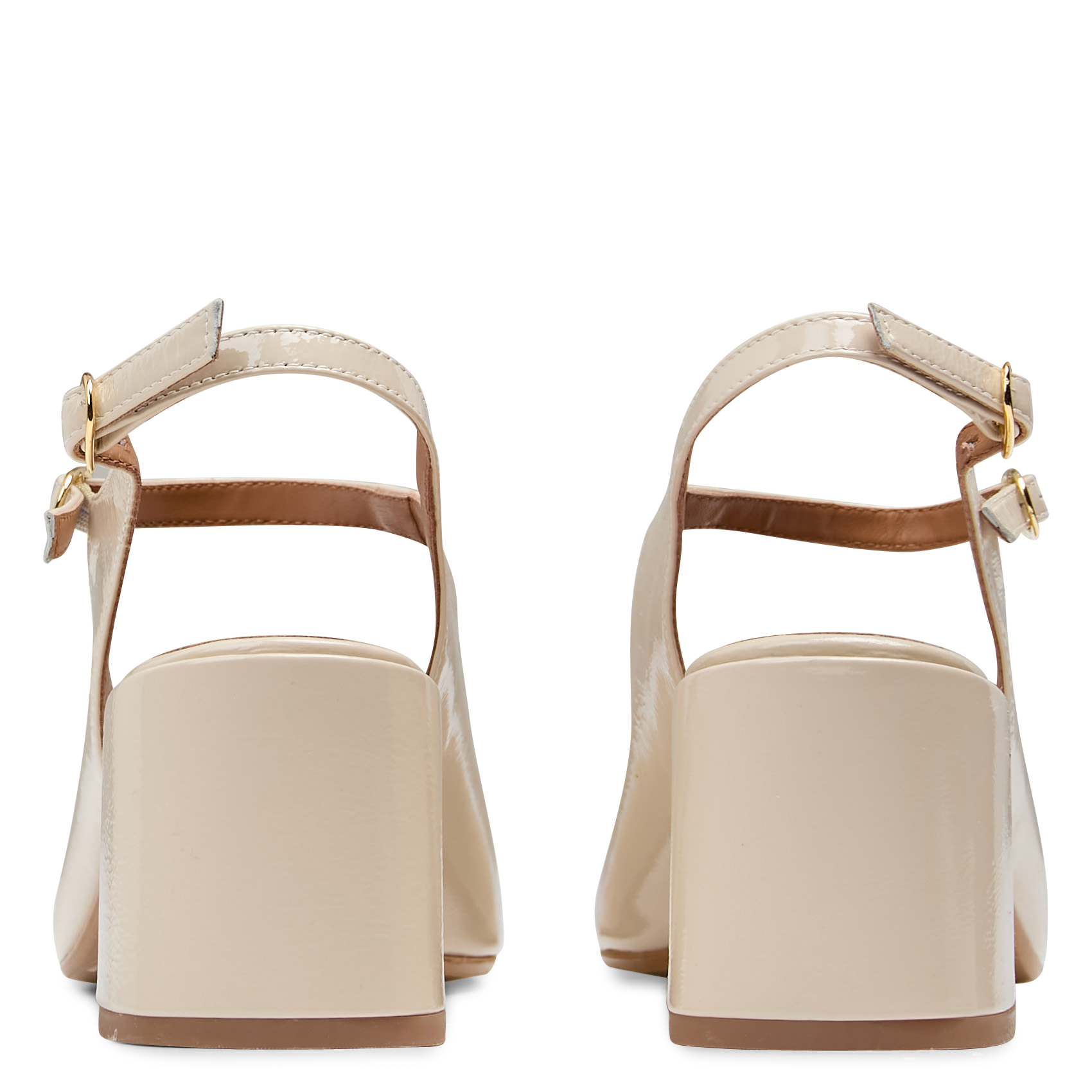 Babies à talon en cuir verni MELLOW YELLOW Beige