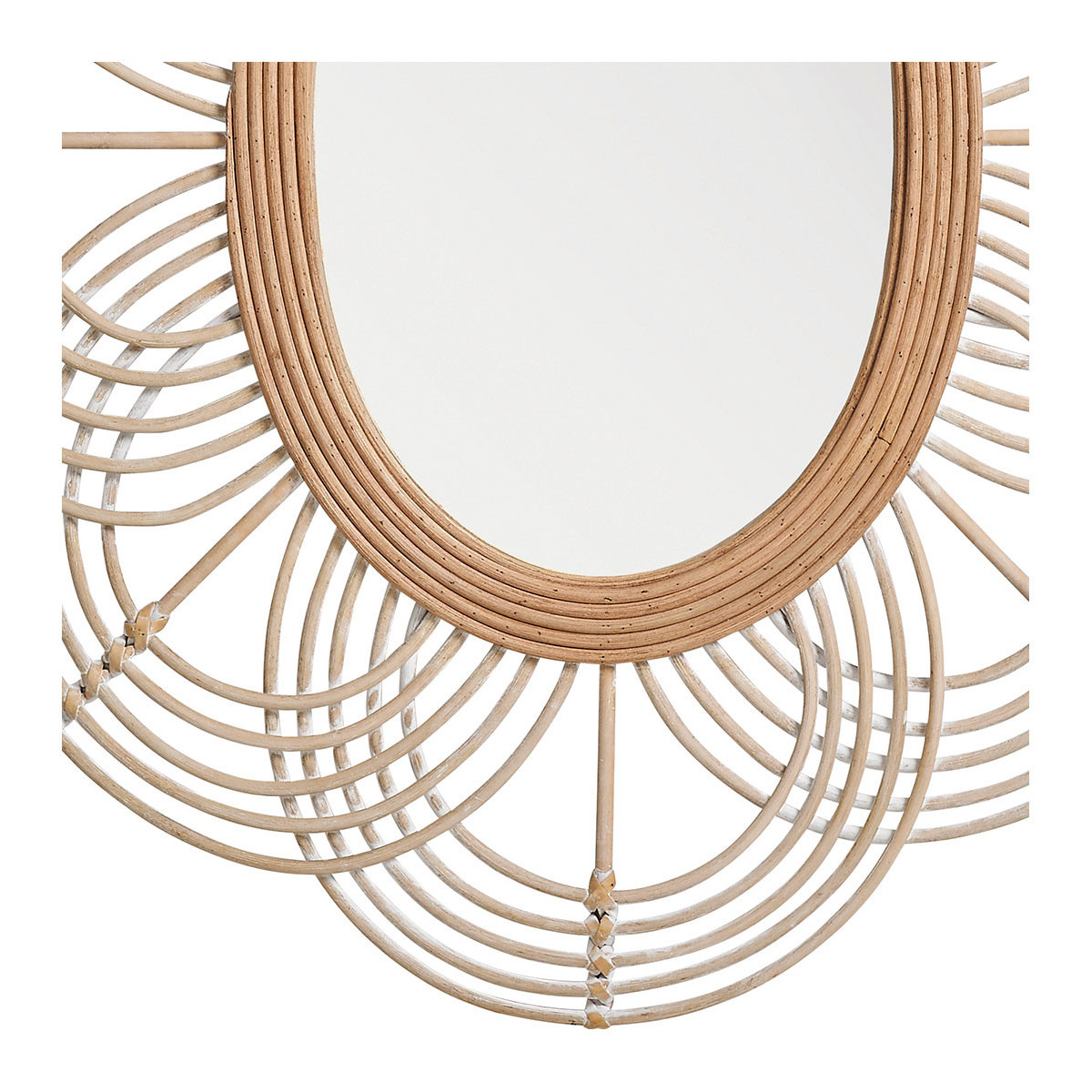 Oval natural rattan mirror BLANC D'IVOIRE Brown