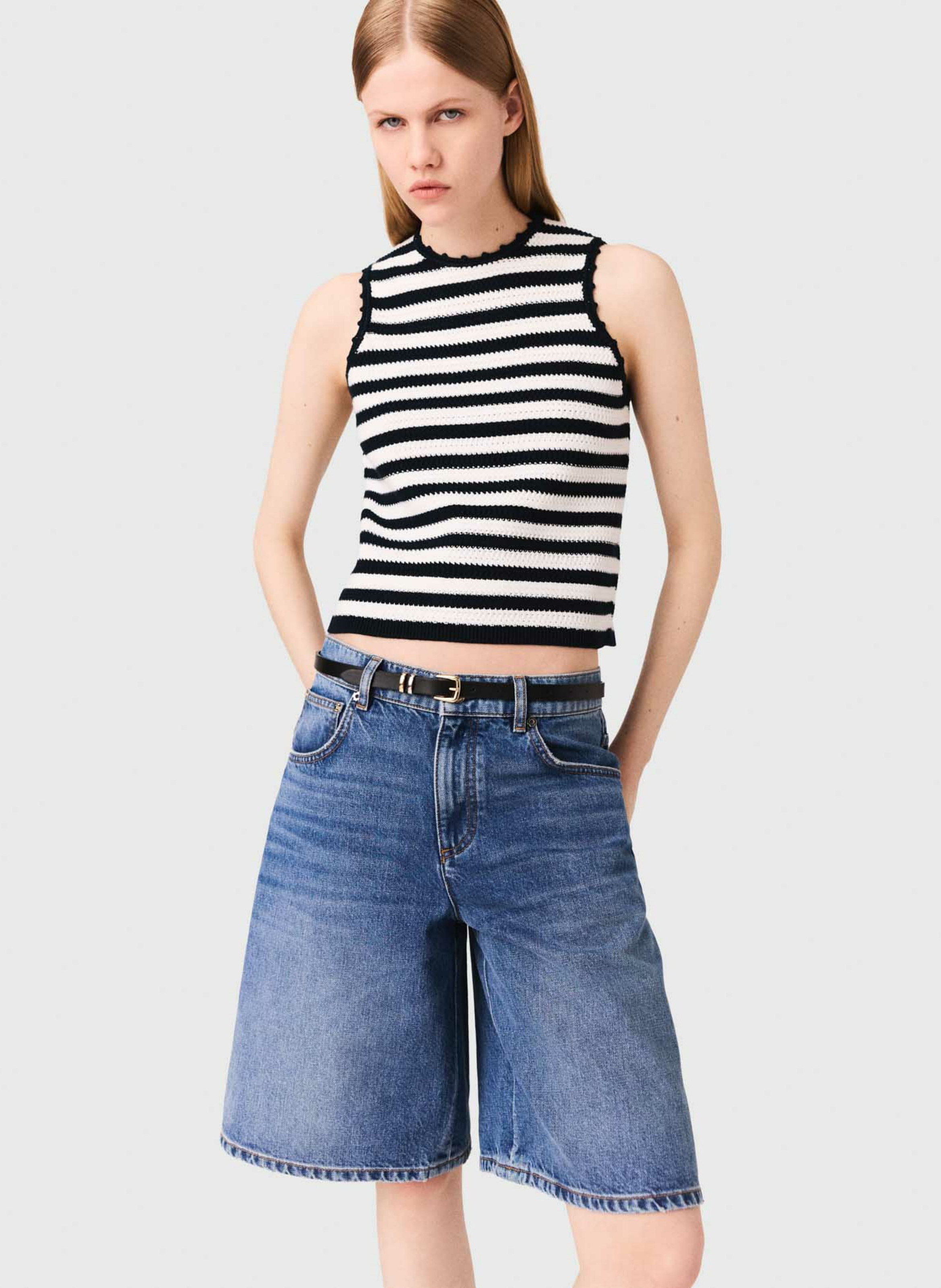 Bermuda large en coton MAJE Bleu