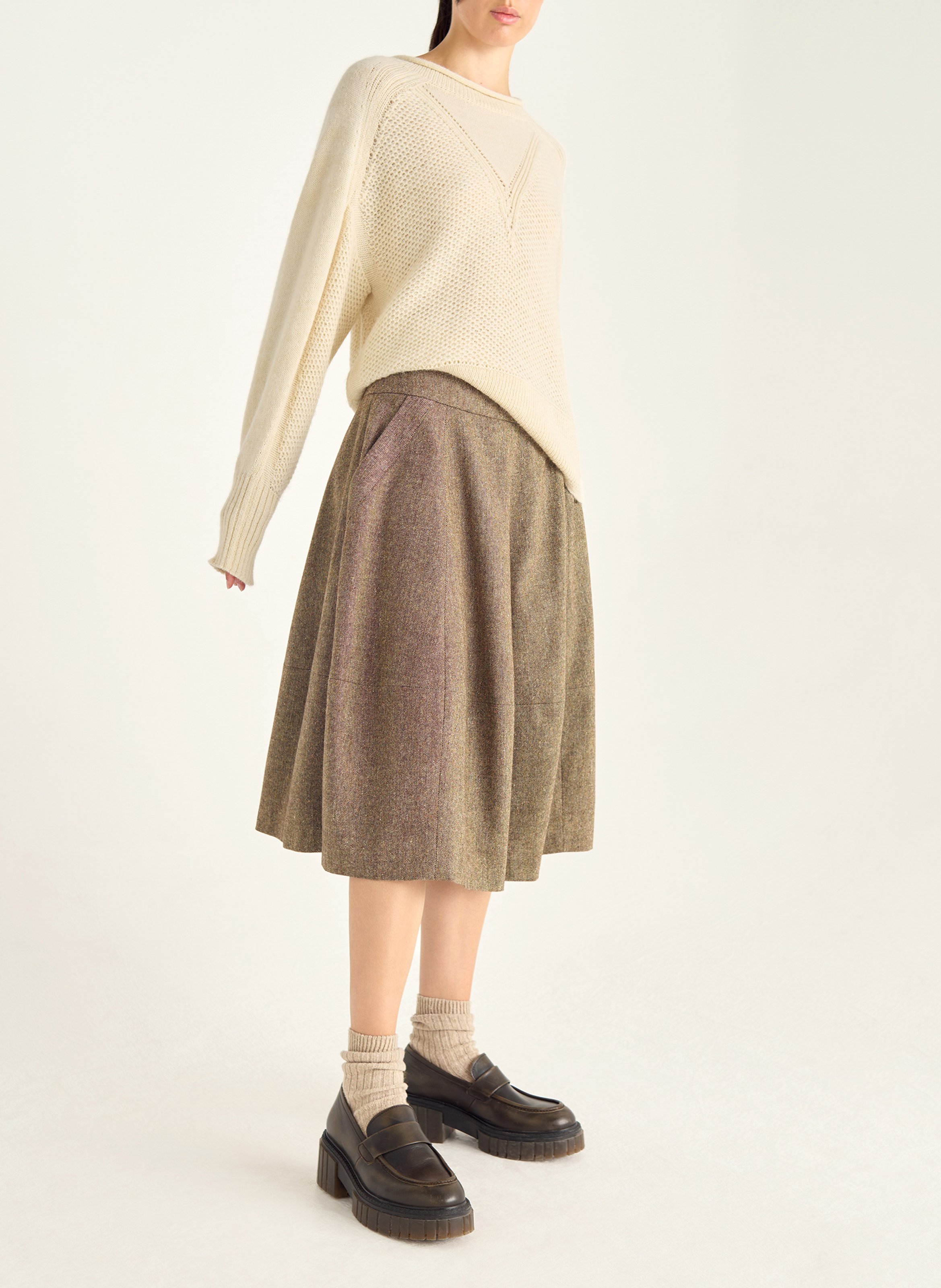 Oversized trui met ronde hals, wolblend COTELAC Wit